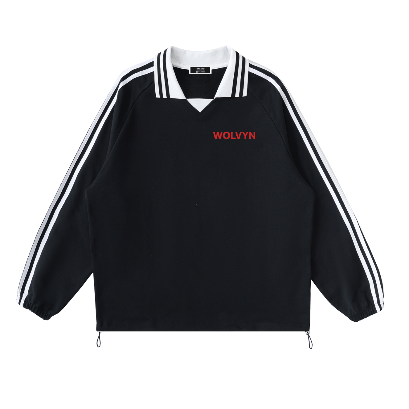 Wolvyn Contrast Striped Lapel Collar Sweatshirt - Wolvyn Apparel