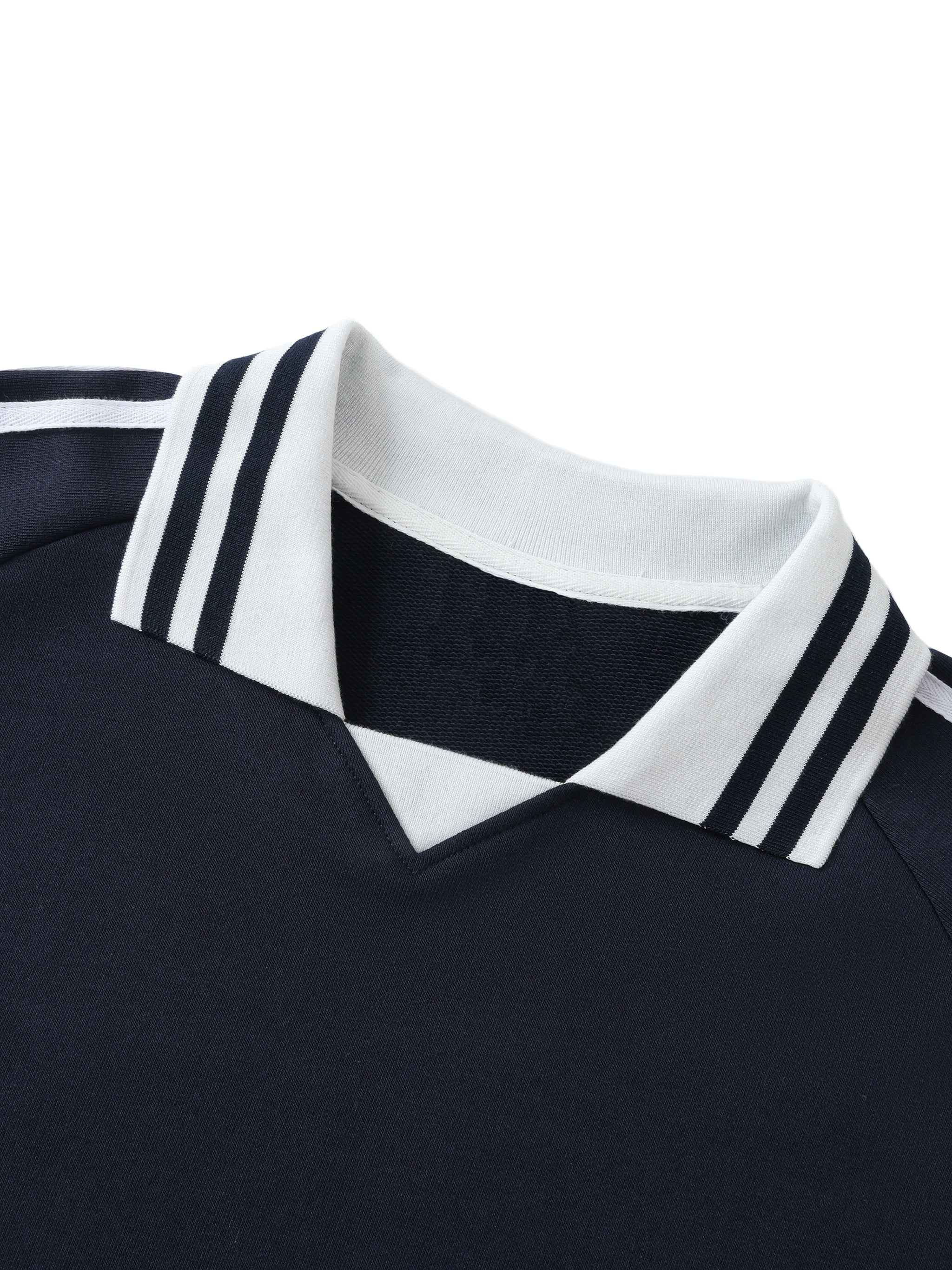 Wolvyn Contrast Striped Lapel Collar Sweatshirt - Wolvyn Apparel