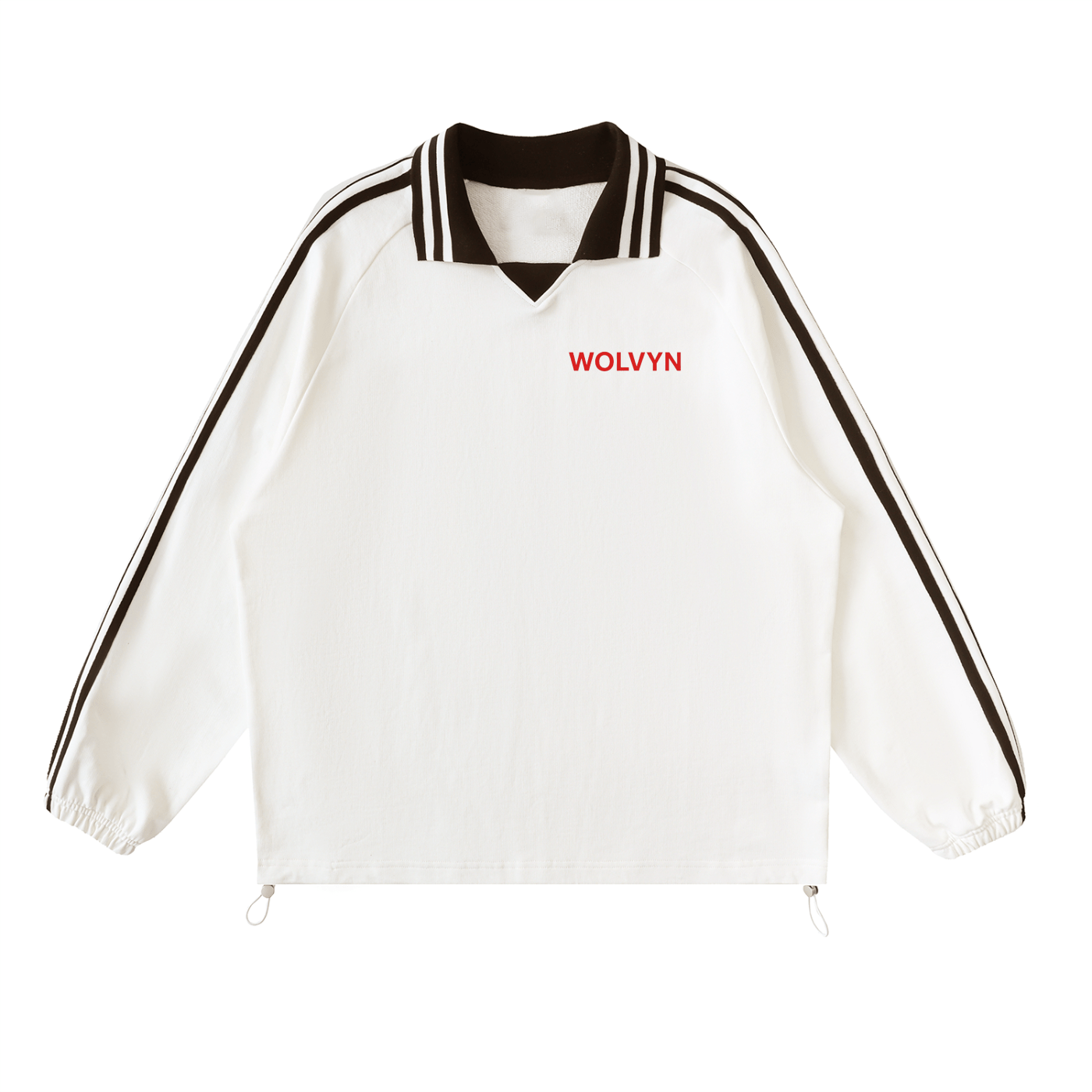 Wolvyn Contrast Striped Lapel Collar Sweatshirt - Wolvyn Apparel