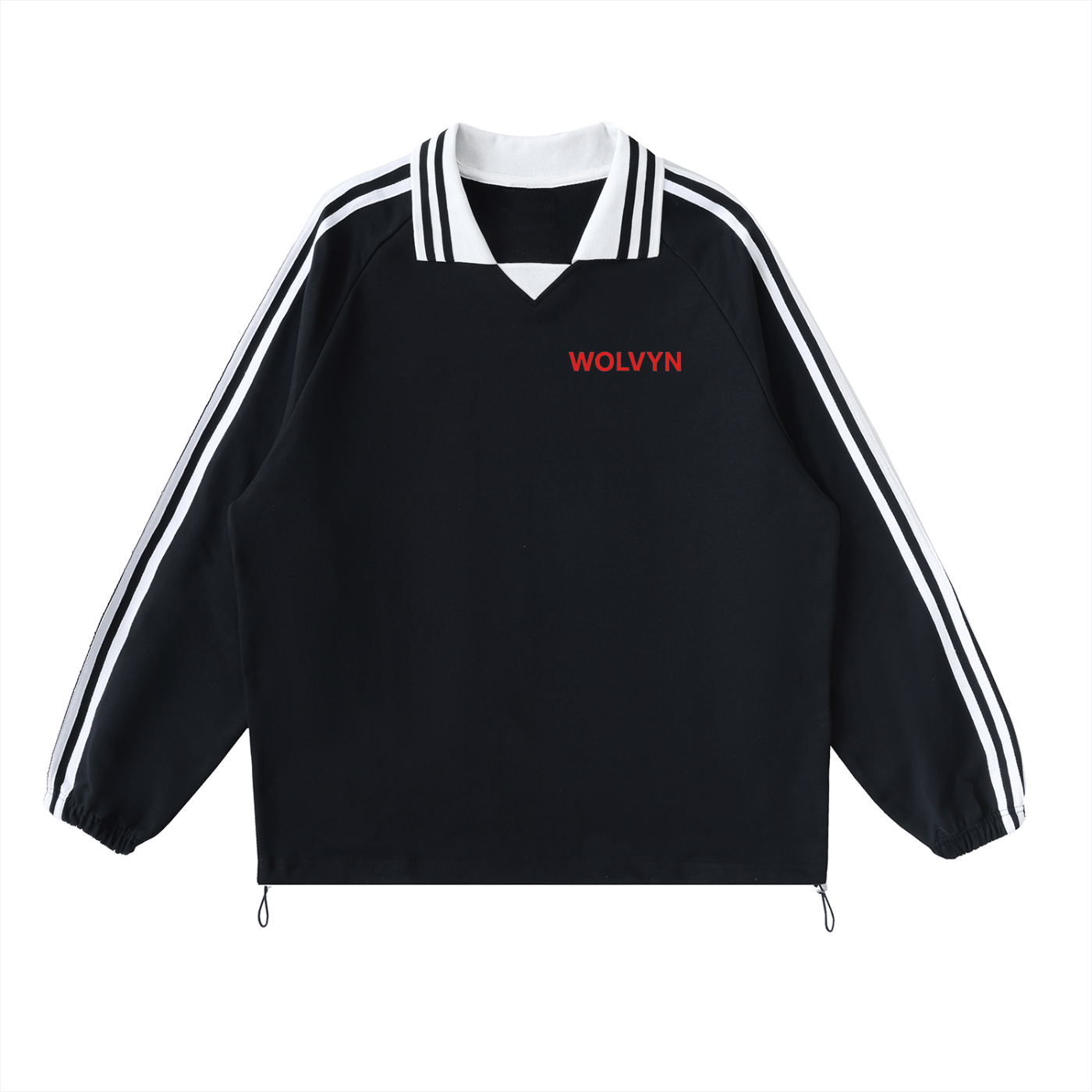Wolvyn Contrast Striped Lapel Collar Sweatshirt - Wolvyn Apparel