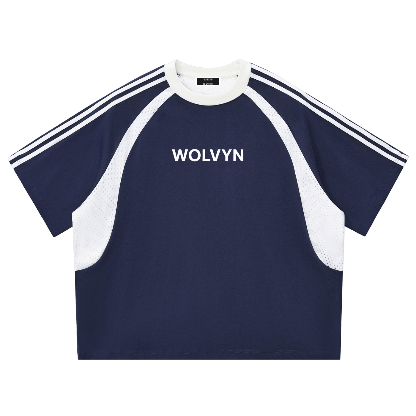 Wolvyn Contrast Stripes Panel Mesh T-shirt - Wolvyn Apparel