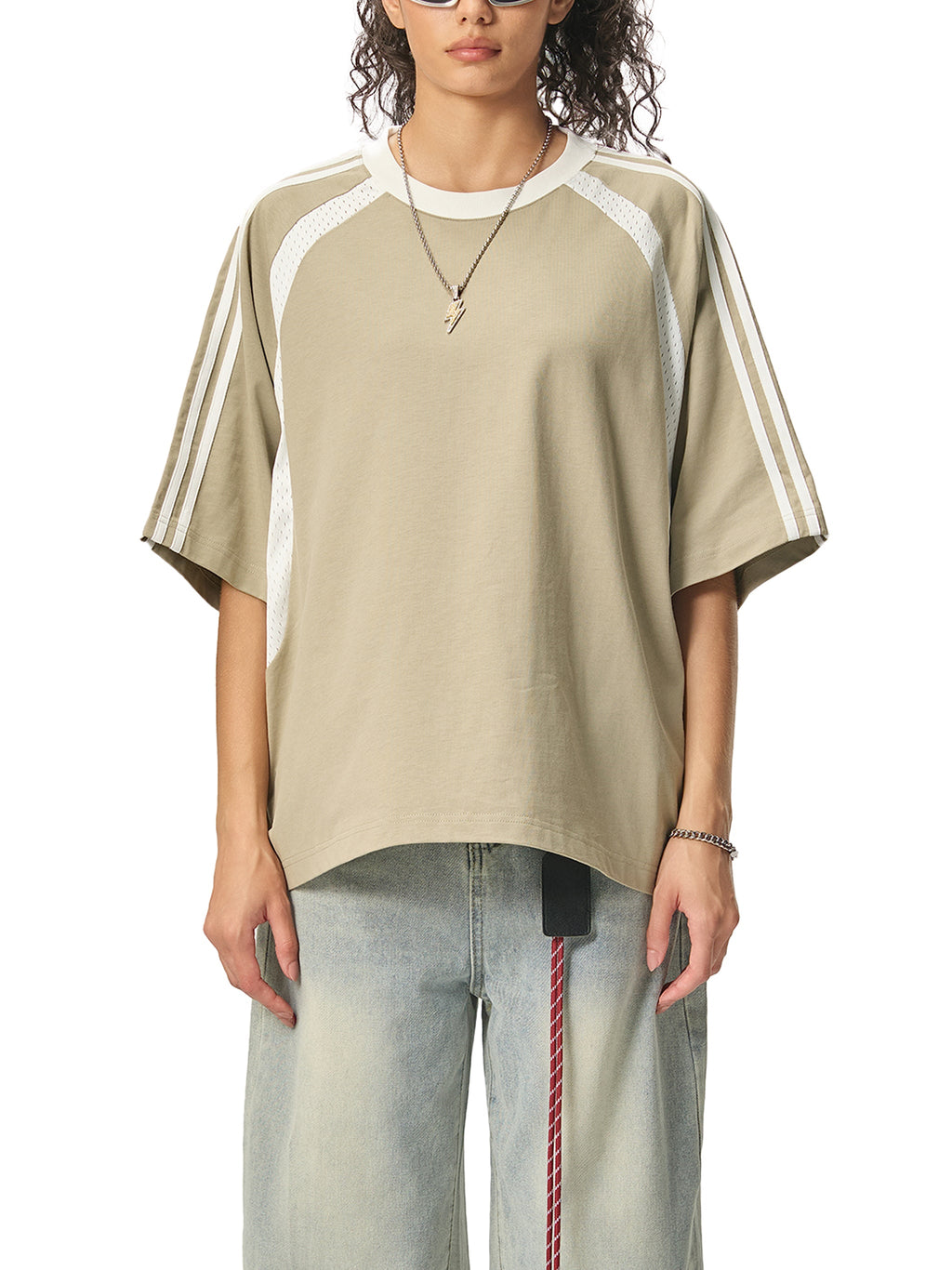 Wolvyn Contrast Stripes Panel Mesh T-shirt - Wolvyn Apparel