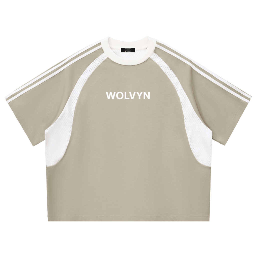 Wolvyn Contrast Stripes Panel Mesh T-shirt - Wolvyn Apparel