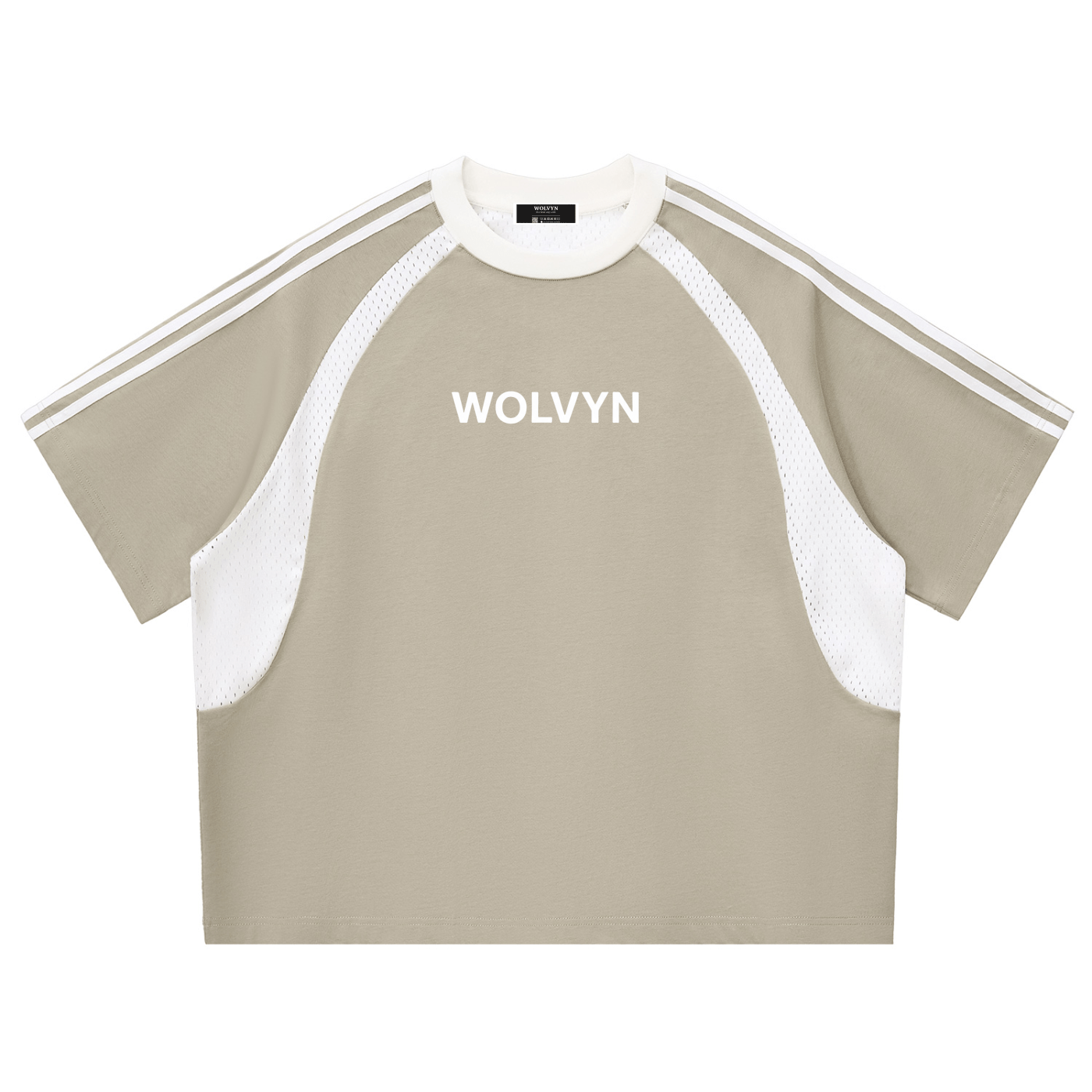 Wolvyn Contrast Stripes Panel Mesh T-shirt - Wolvyn Apparel