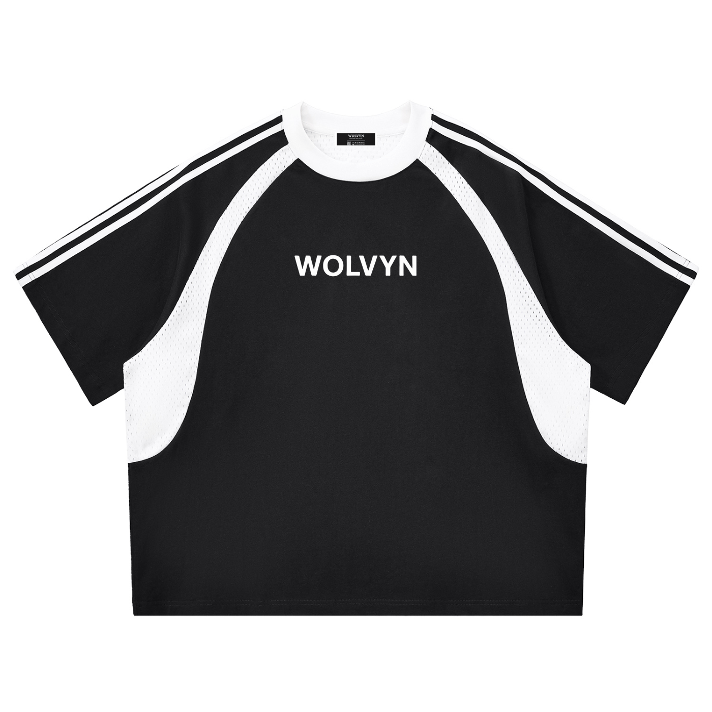 Wolvyn Contrast Stripes Panel Mesh T-shirt - Wolvyn Apparel