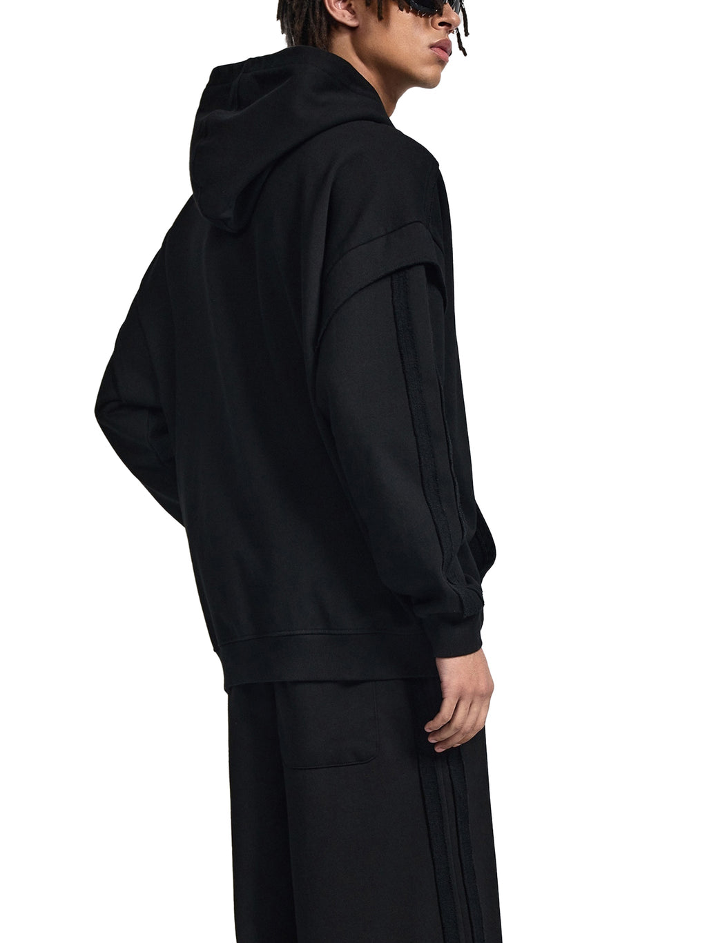 Wolvyn Contrast Tape Raw Edge Double Layered Hoodie - Wolvyn Apparel