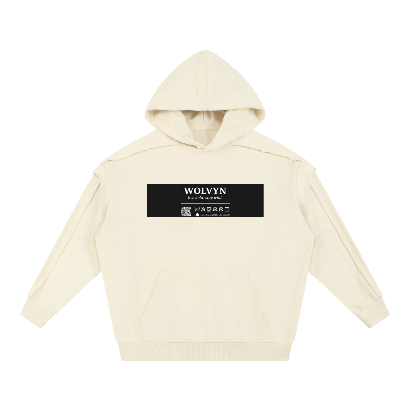 Wolvyn Contrast Tape Raw Edge Double Layered Hoodie - Wolvyn Apparel