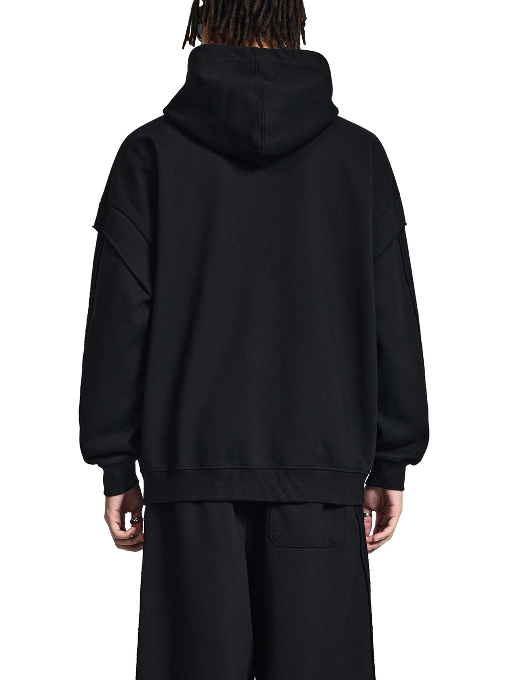 Wolvyn Contrast Tape Raw Edge Double Layered Hoodie - Wolvyn Apparel