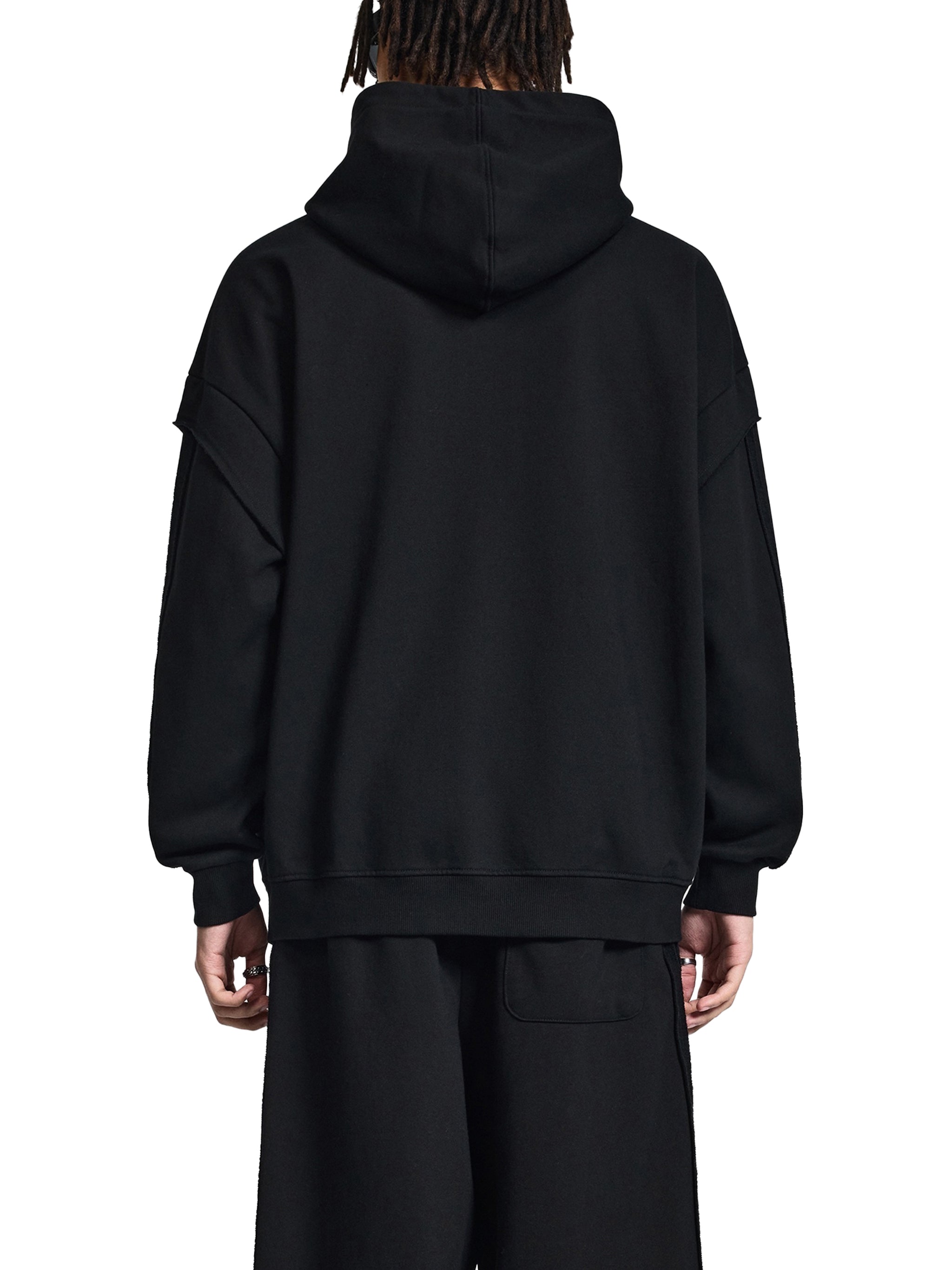 Wolvyn Contrast Tape Raw Edge Double Layered Hoodie - Wolvyn Apparel