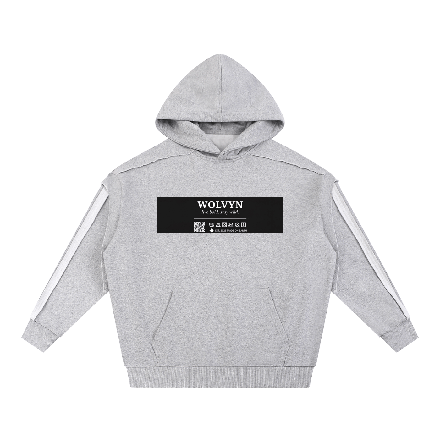 Wolvyn Contrast Tape Raw Edge Double Layered Hoodie - Wolvyn Apparel