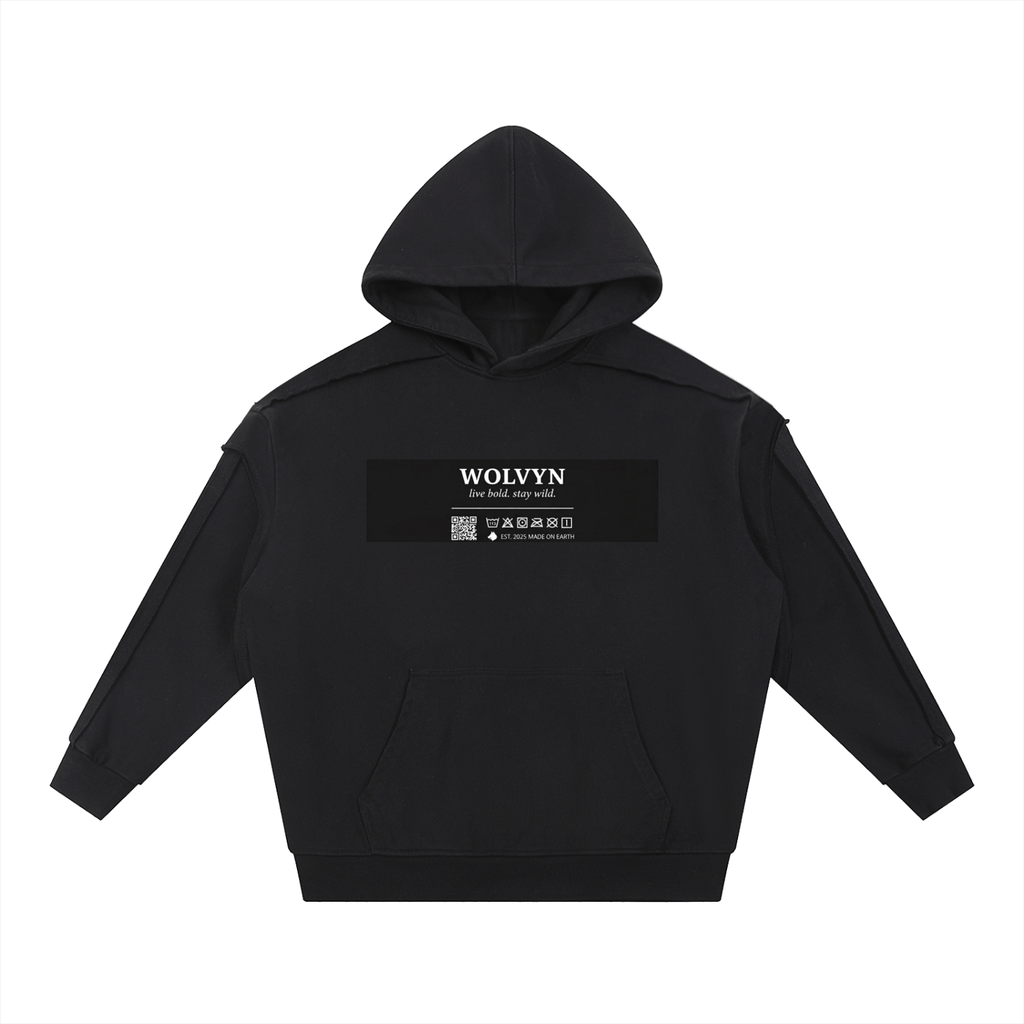 Wolvyn Contrast Tape Raw Edge Double Layered Hoodie - Wolvyn Apparel