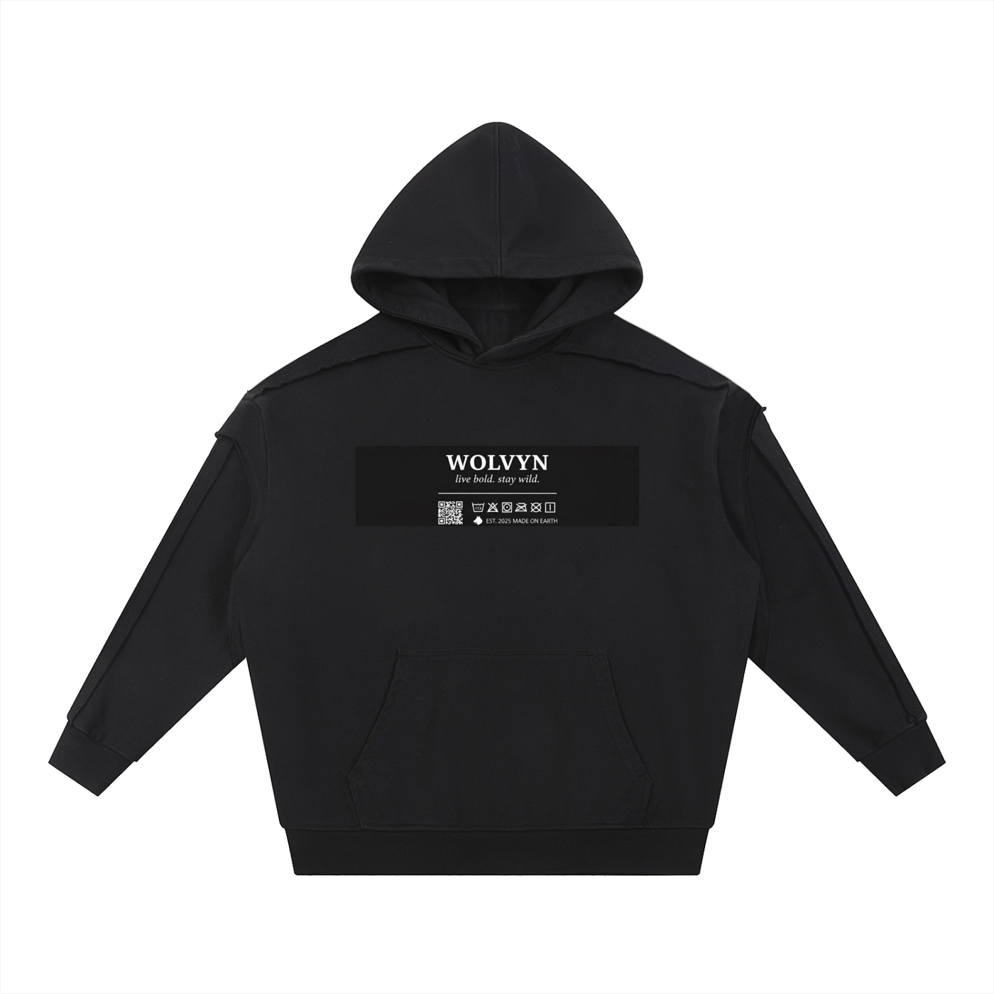 Wolvyn Contrast Tape Raw Edge Double Layered Hoodie - Wolvyn Apparel