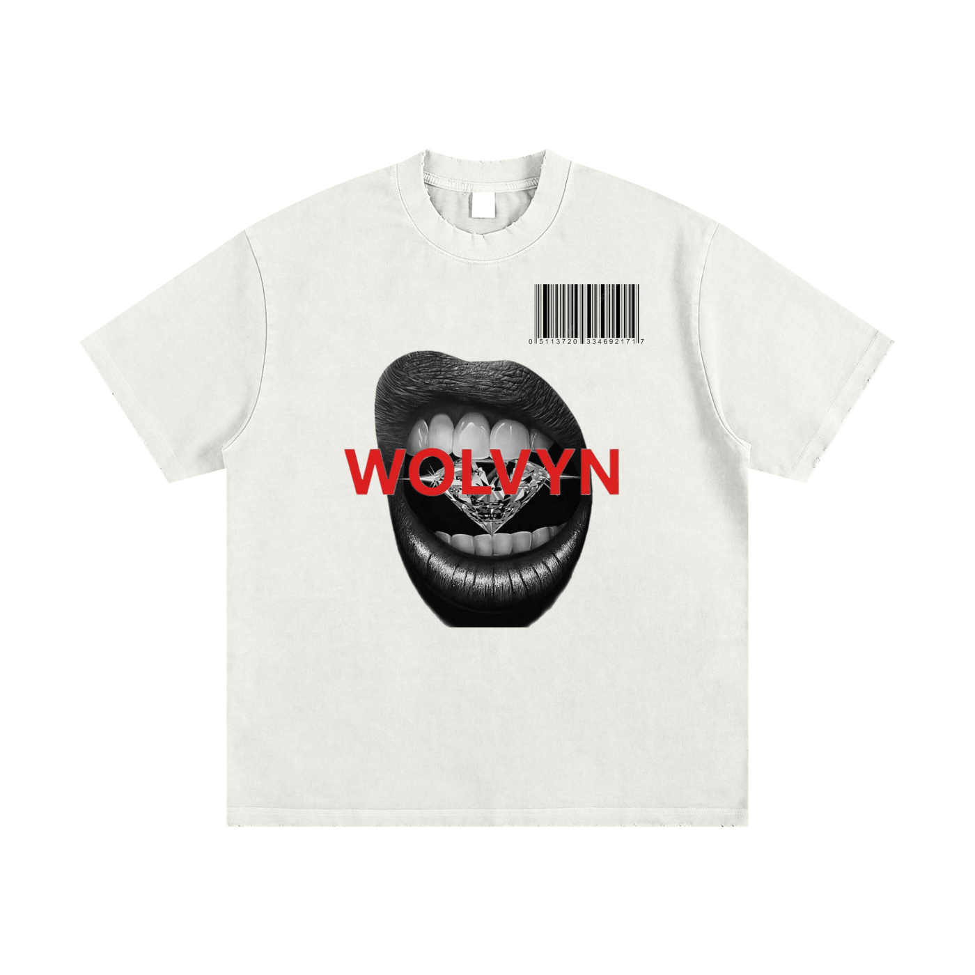 Wolvyn Diamond Teeth Heavyweight Vintage Washed Frayed T-Shirt - 430 GSM - Wolvyn Apparel