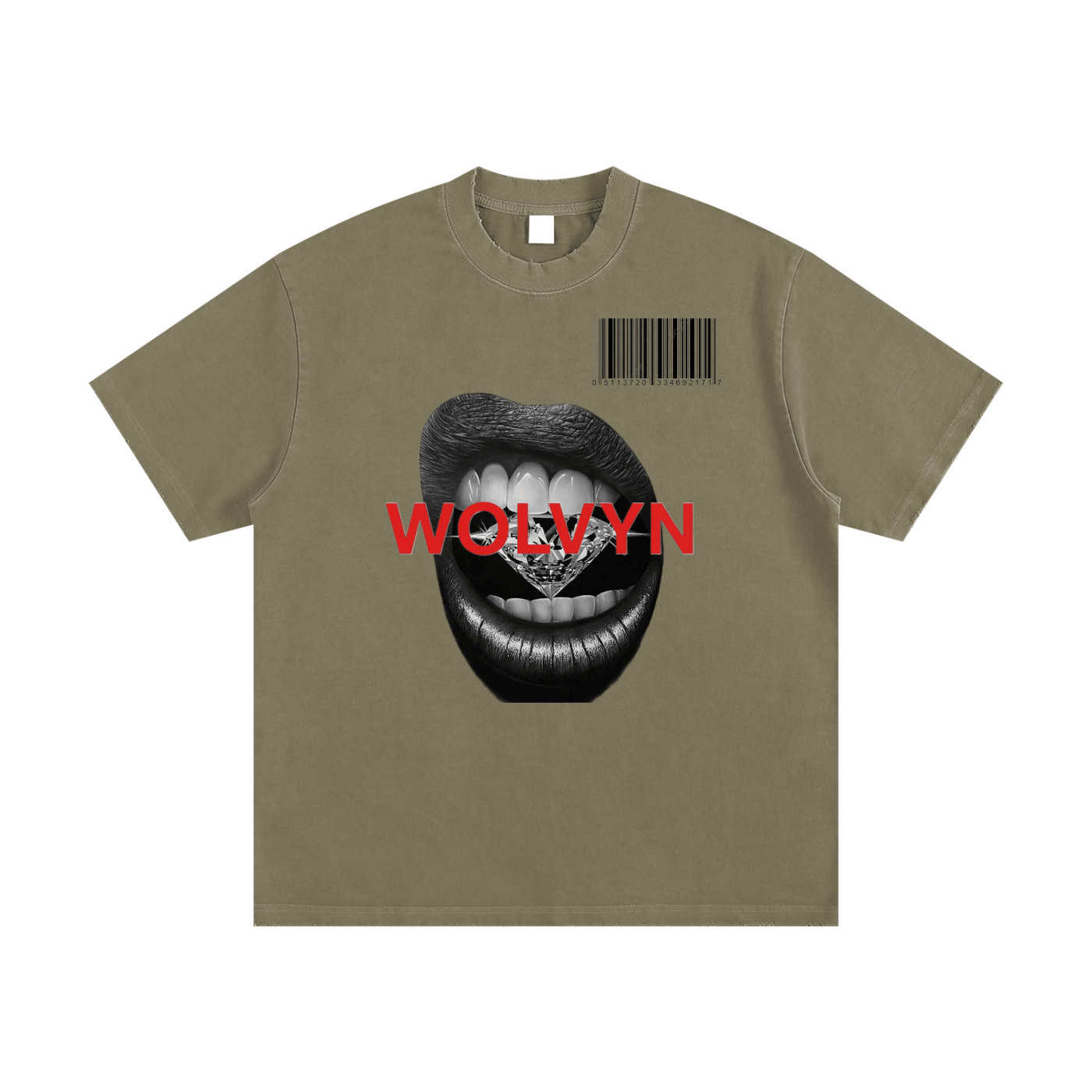 Wolvyn Diamond Teeth Heavyweight Vintage Washed Frayed T-Shirt - 430 GSM - Wolvyn Apparel