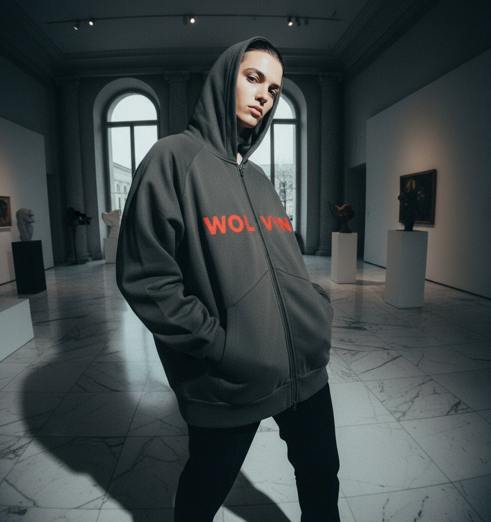 Wolvyn Dolman Sleeve Zip-Through Fleece Hoodie unisex oversized cotton blend 365 g/m² thick fleece hood full zipper