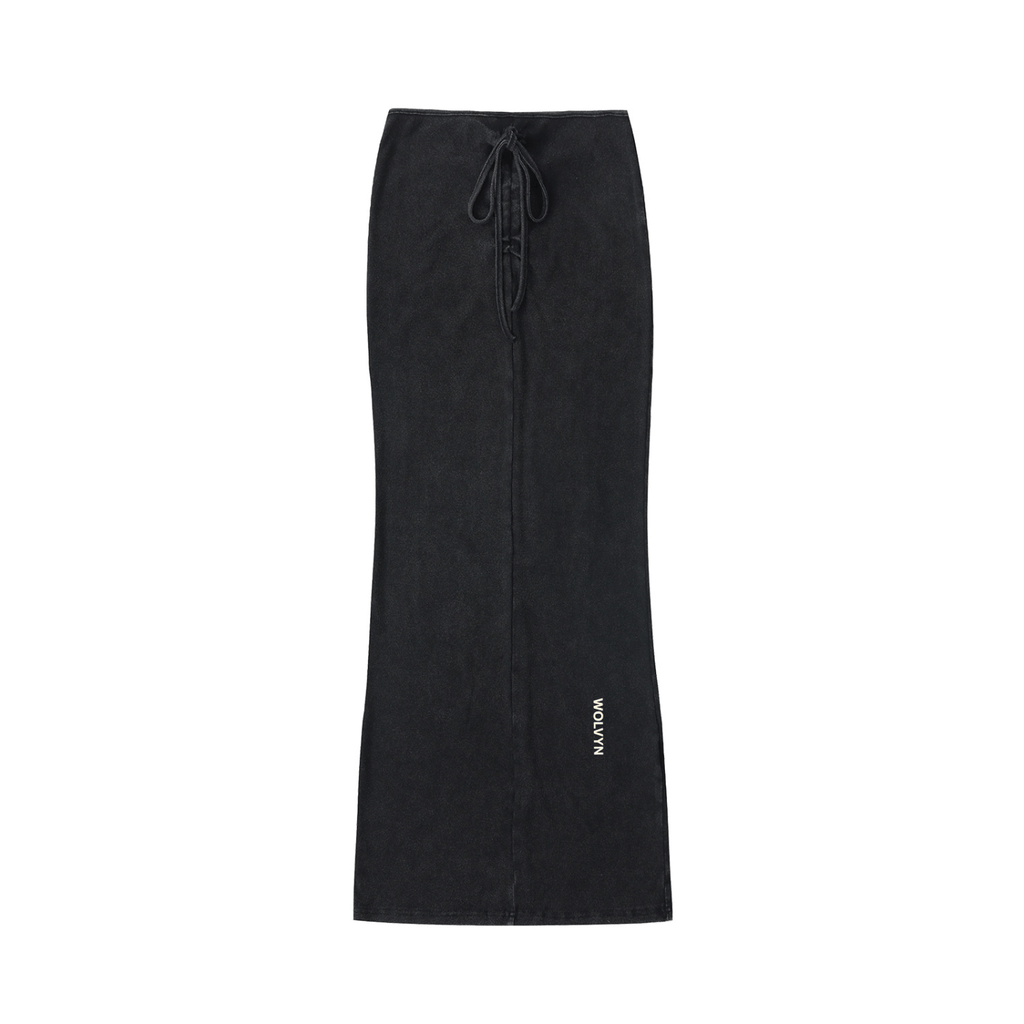 Wolvyn Dyed Washed Drawstring Maxi Skirt - Wolvyn Apparel