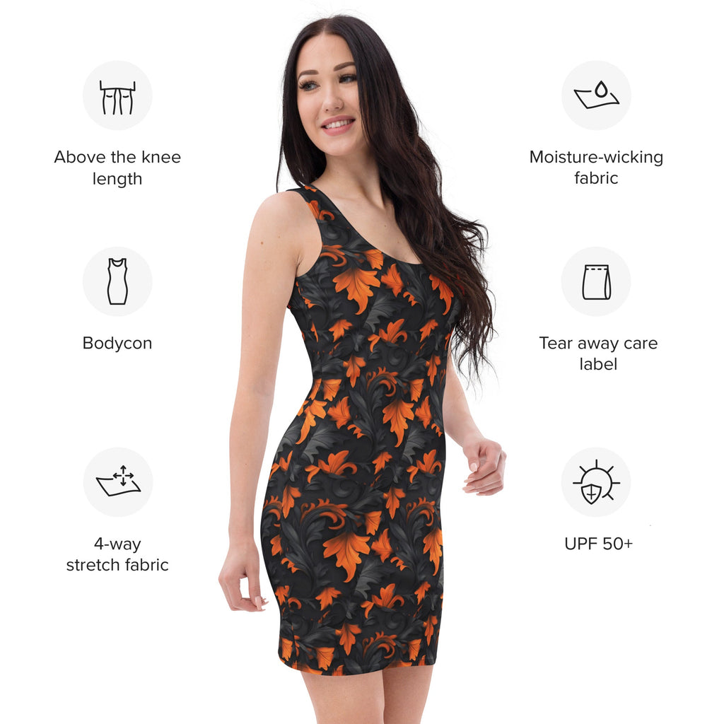 Wolvyn Fall Leaves Bodycon dress - Wolvyn Apparel