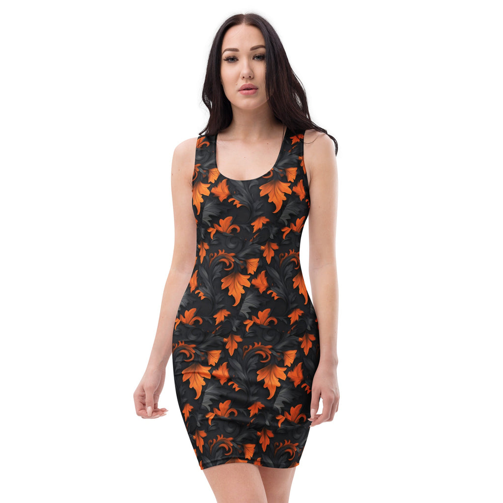 Wolvyn Fall Leaves Bodycon dress - Wolvyn Apparel
