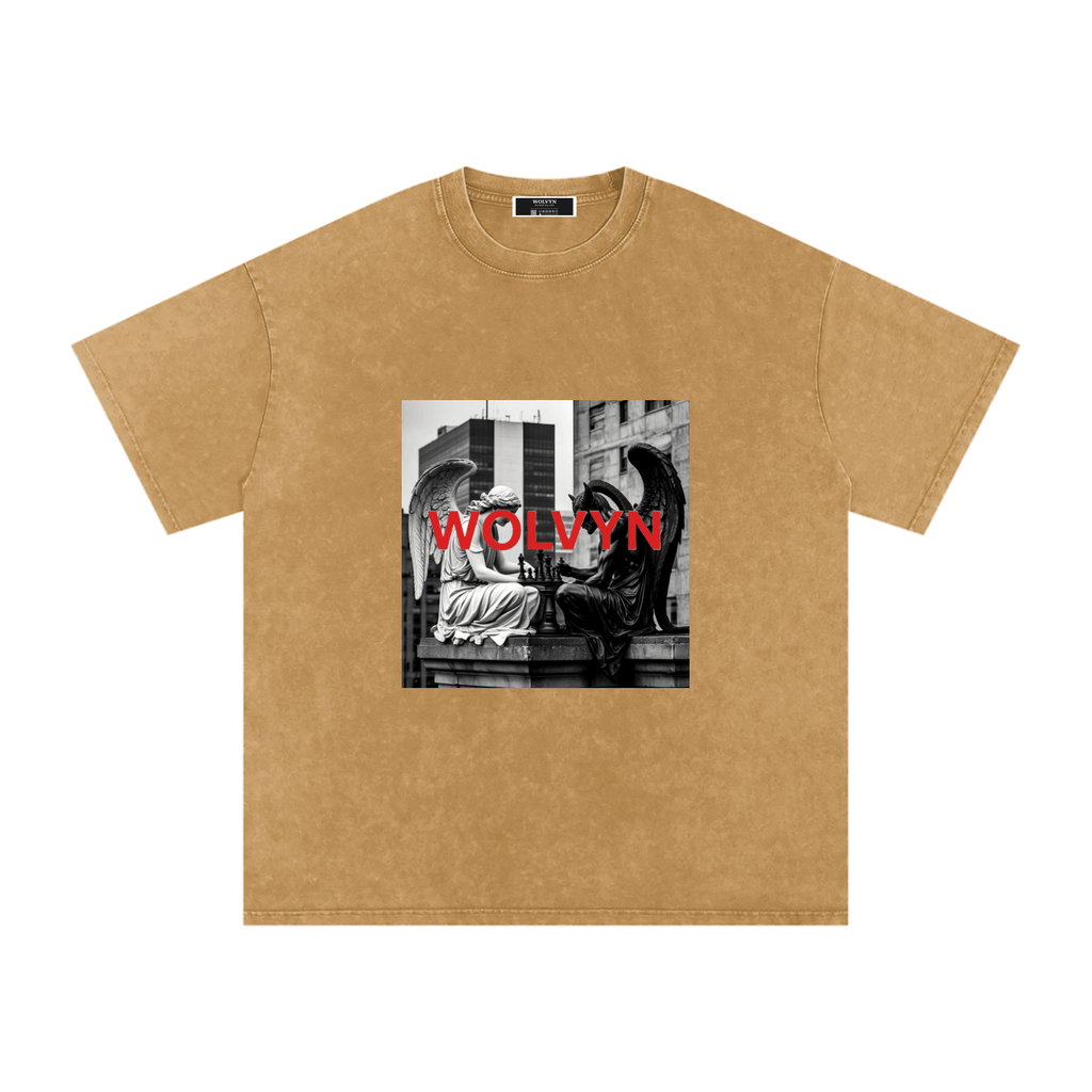 Wolvyn Heaven & Hell Chess Game Oversized Cotton T-Shirt - Wolvyn Apparel