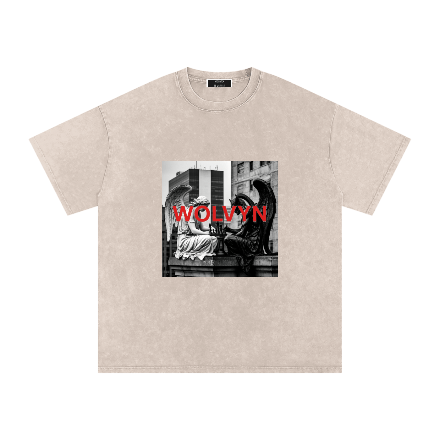 Wolvyn Heaven & Hell Chess Game Oversized Cotton T-Shirt - Wolvyn Apparel