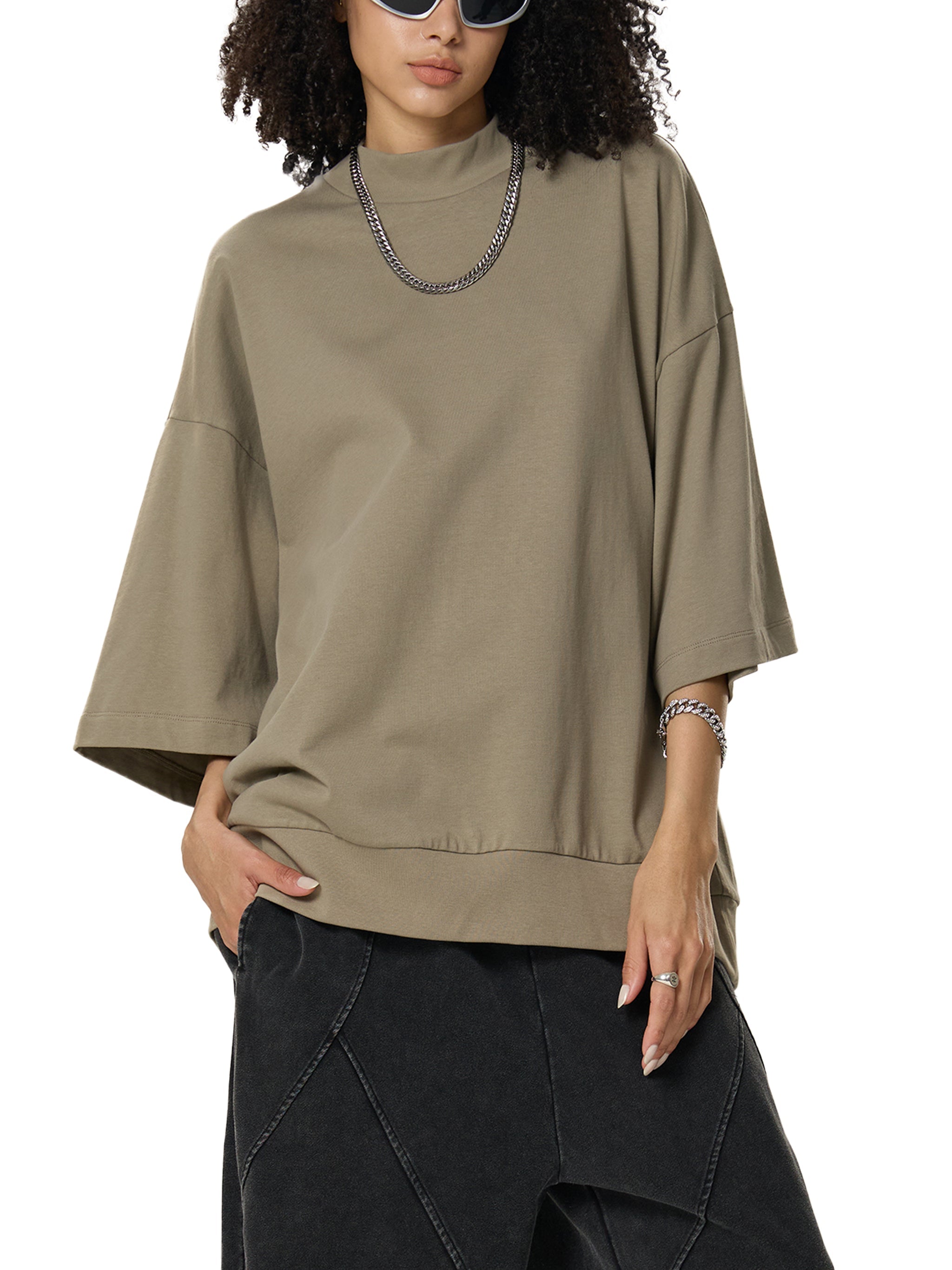 Wolvyn Heavyweight Oversized Mock Neck T-shirt - Wolvyn Apparel