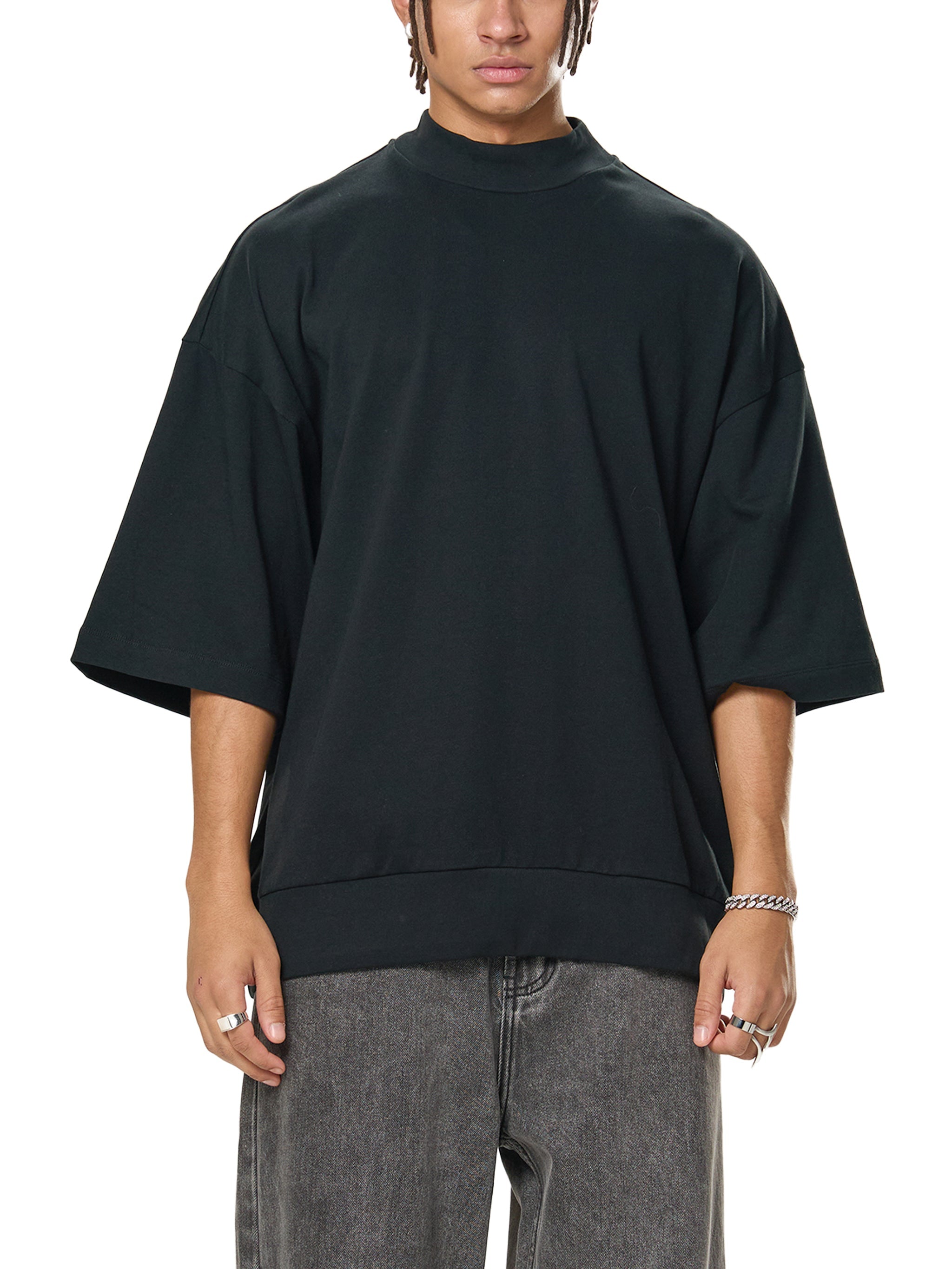 Wolvyn Heavyweight Oversized Mock Neck T-shirt - Wolvyn Apparel