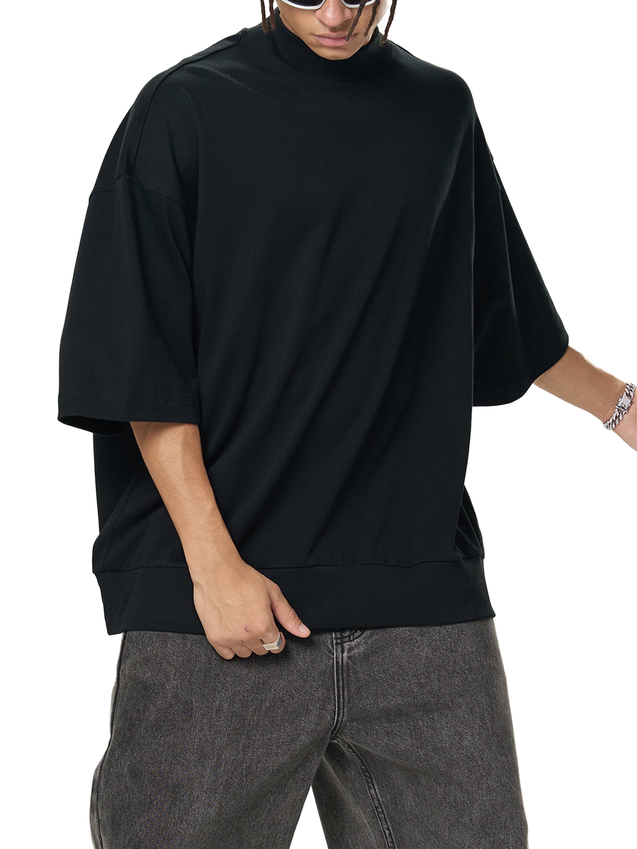 Wolvyn Heavyweight Oversized Mock Neck T-shirt - Wolvyn Apparel