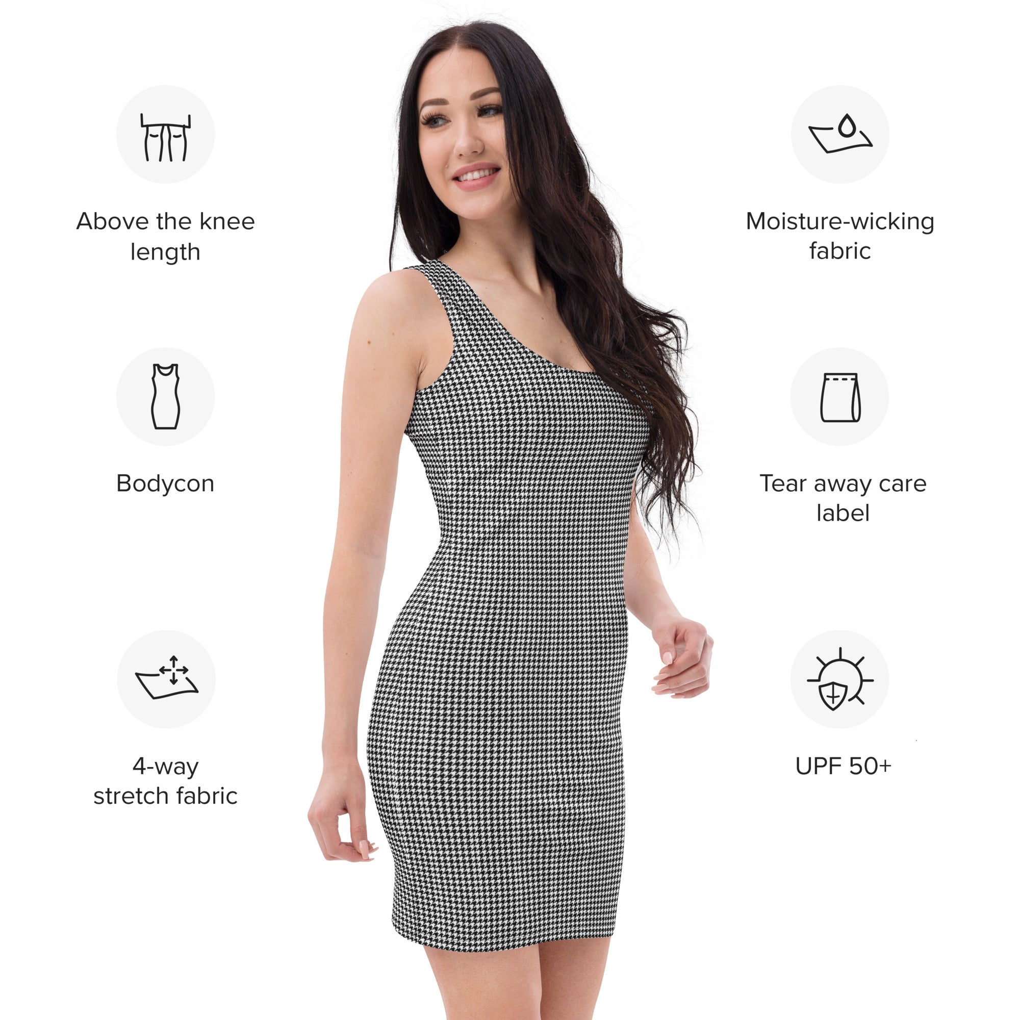 Wolvyn Houndstooth Bodycon dress - Wolvyn Apparel