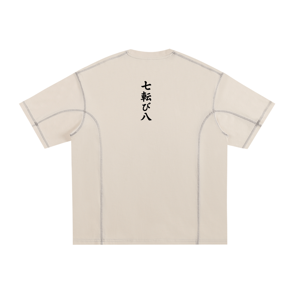 Wolvyn Japanese Streetwear Contrast - Stitched Cotton T-Shirt - Wolvyn Apparel