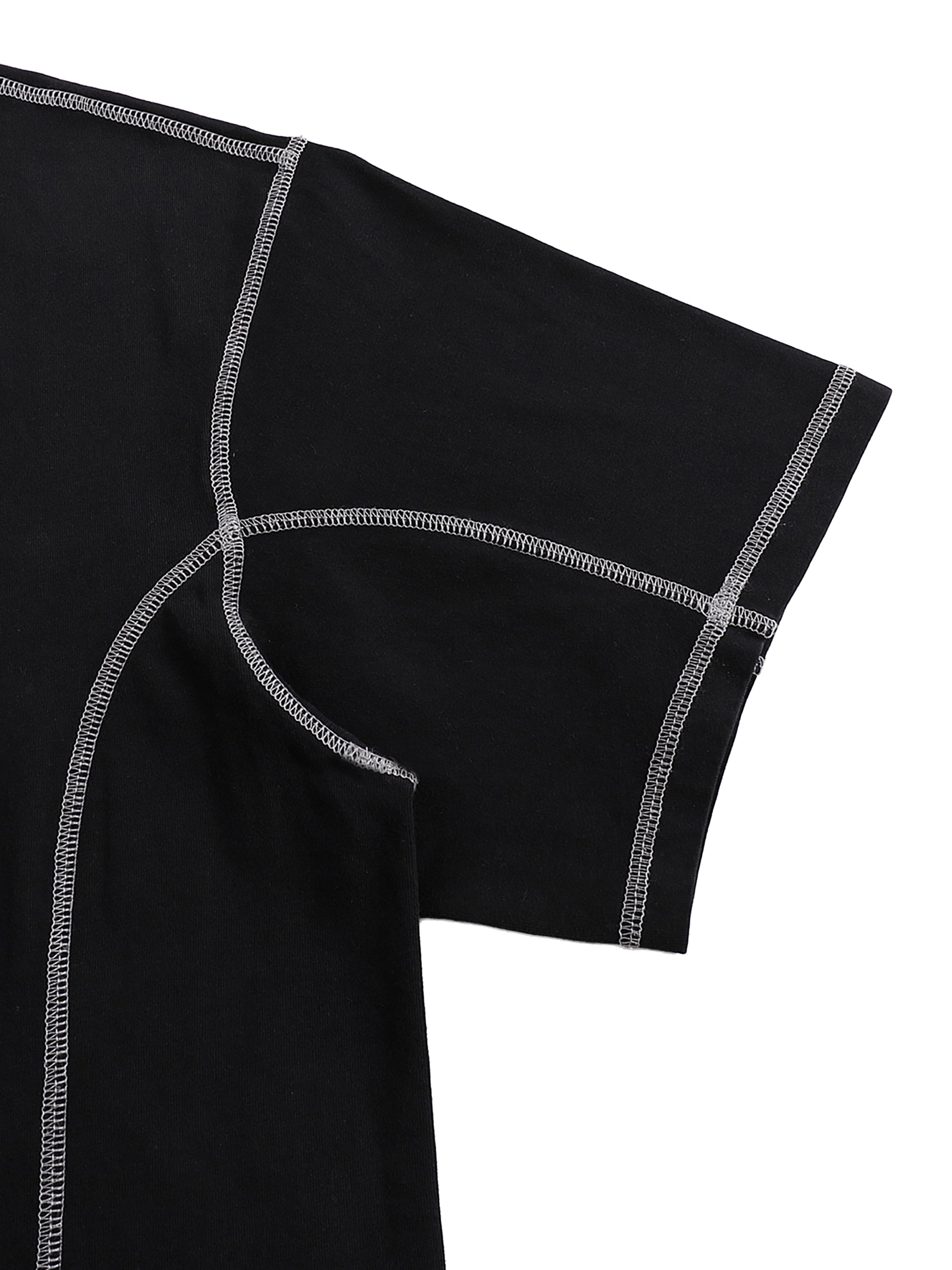 Wolvyn Japanese Streetwear Contrast - Stitched Cotton T-Shirt - Wolvyn Apparel