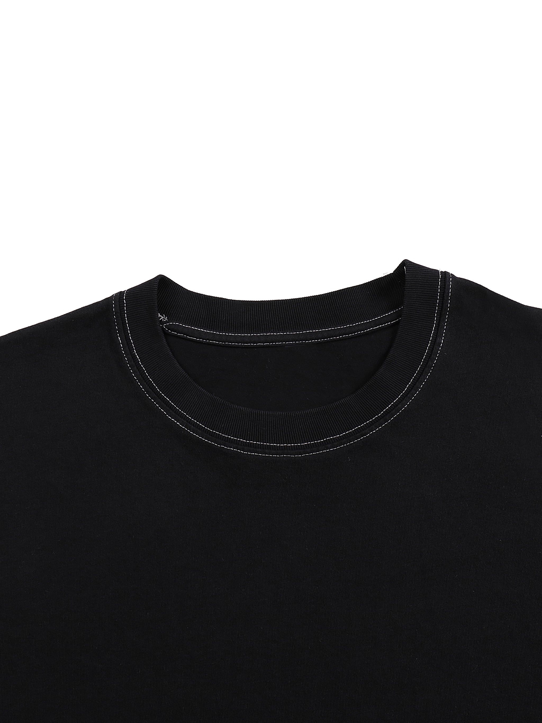Wolvyn Japanese Streetwear Contrast - Stitched Cotton T-Shirt - Wolvyn Apparel