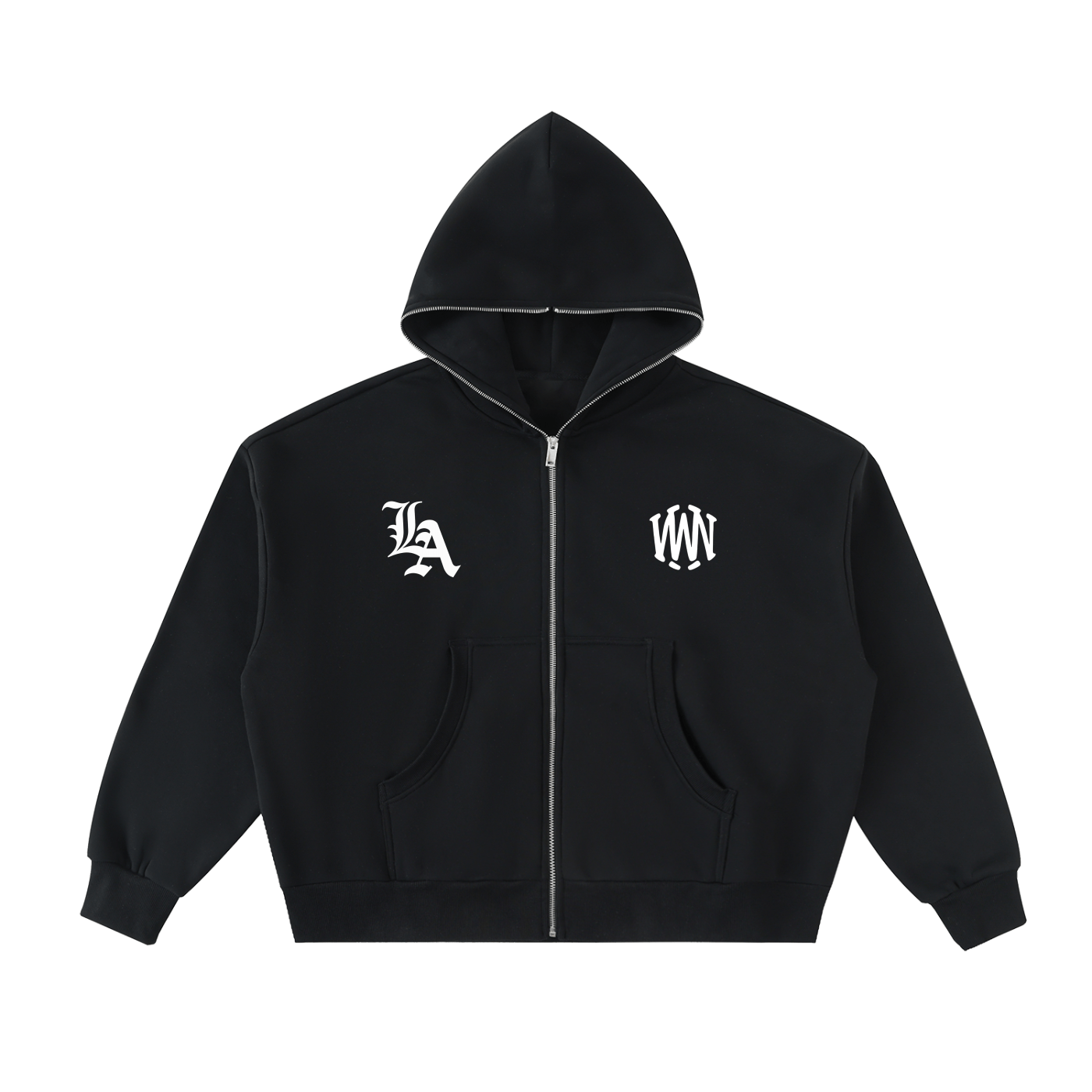 Wolvyn “LA Branch” Fleeced Full - Zip Boxy Hoodie - Wolvyn Apparel