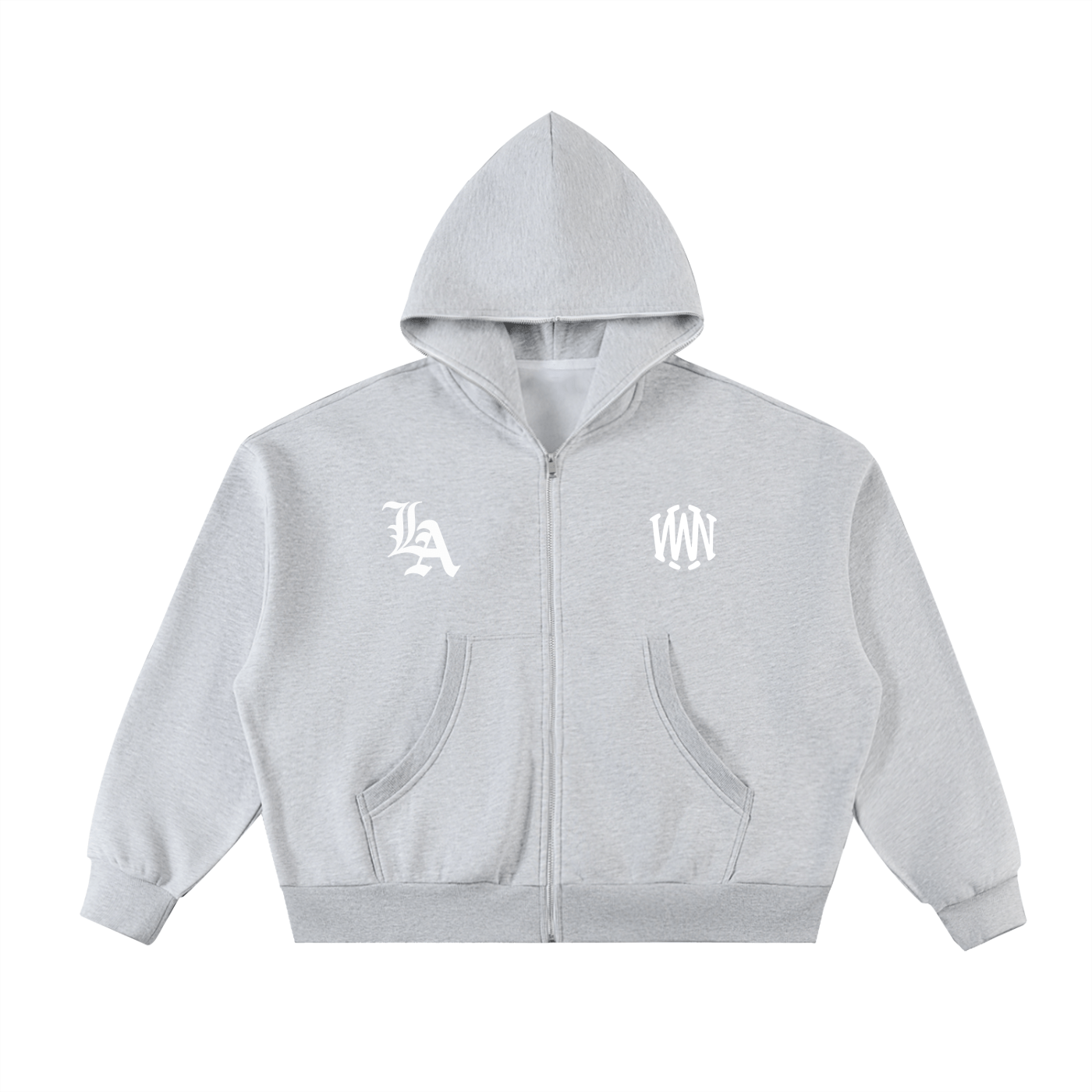 Wolvyn “LA Branch” Fleeced Full - Zip Boxy Hoodie - Wolvyn Apparel