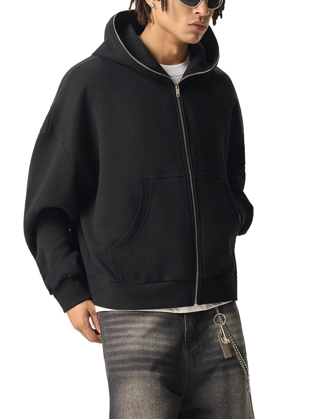 Wolvyn “LA Branch” Fleeced Full - Zip Boxy Hoodie - Wolvyn Apparel