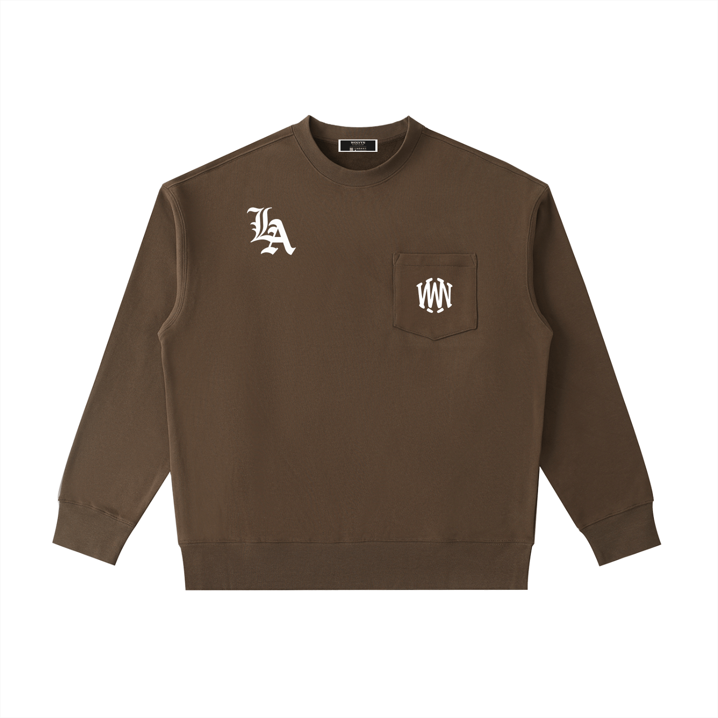Wolvyn LA Heavyweight Patch Pocket Crewneck Sweatshirt - Wolvyn Apparel