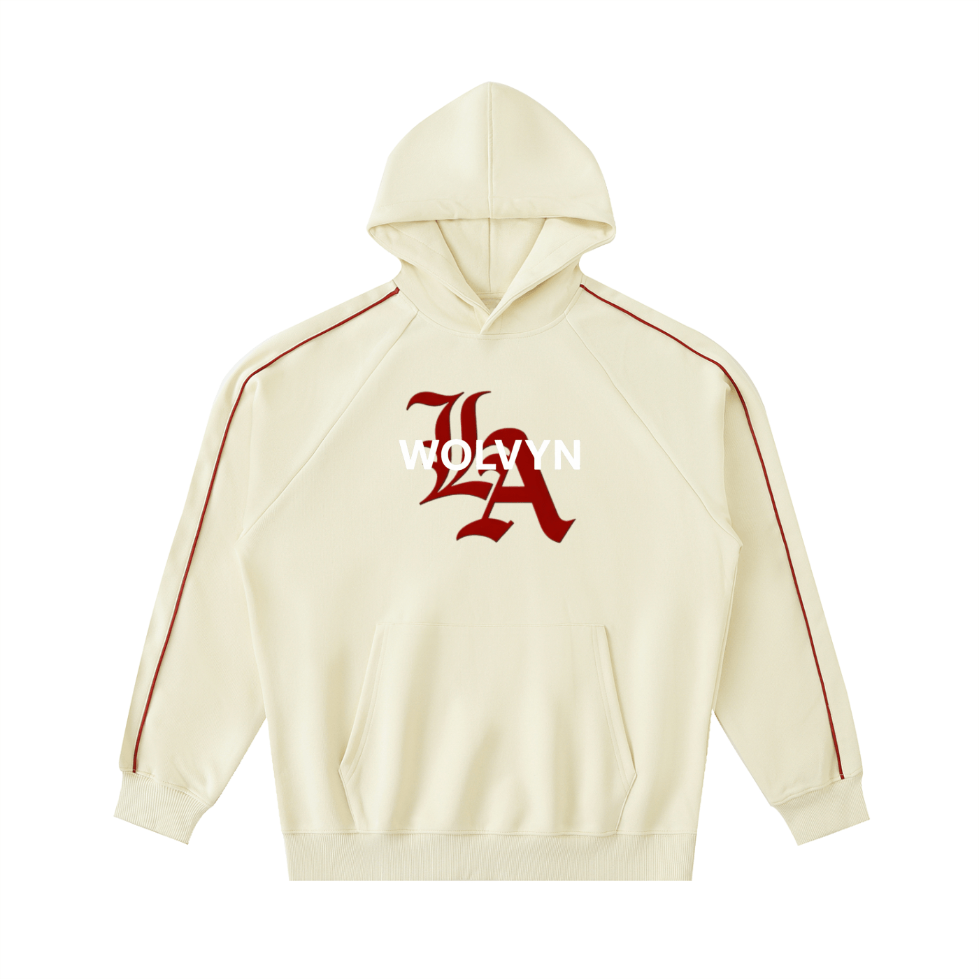 Wolvyn LA Script Contrast Piping Raglan Hoodie - Wolvyn Apparel