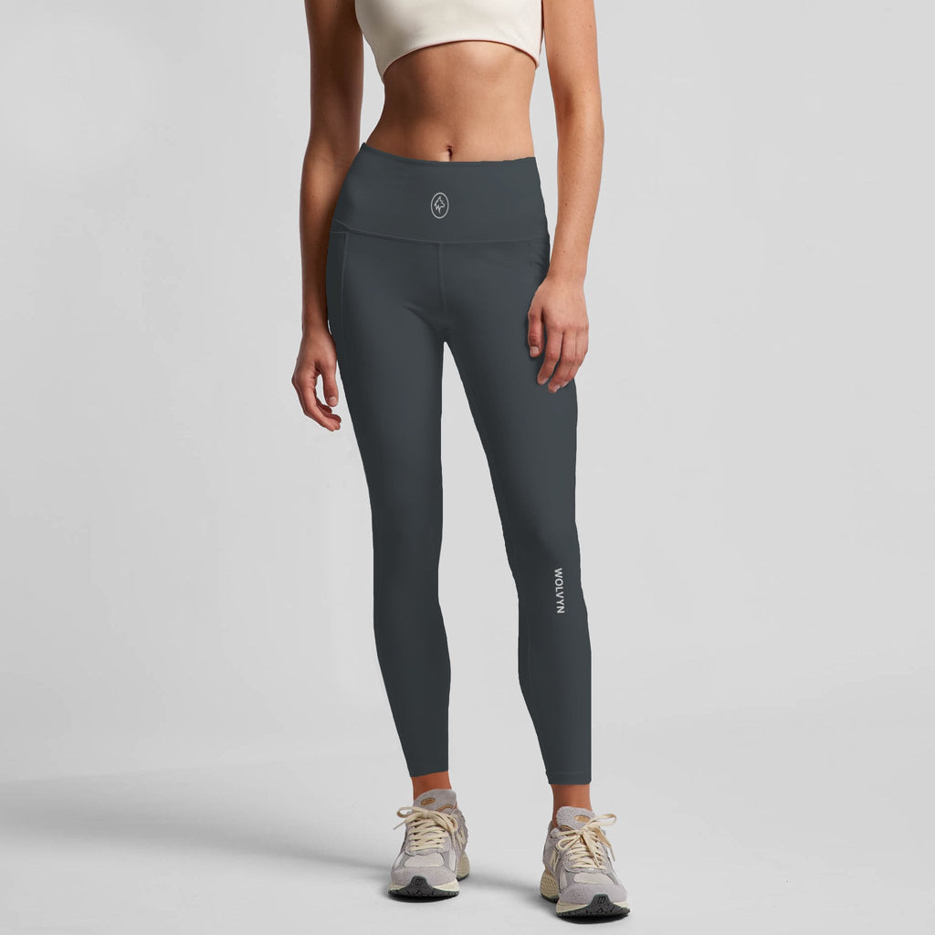 Wolvyn Ladies Performance Leggings full-length with side pockets elastic waistband 90/10 recycled polyester elastane