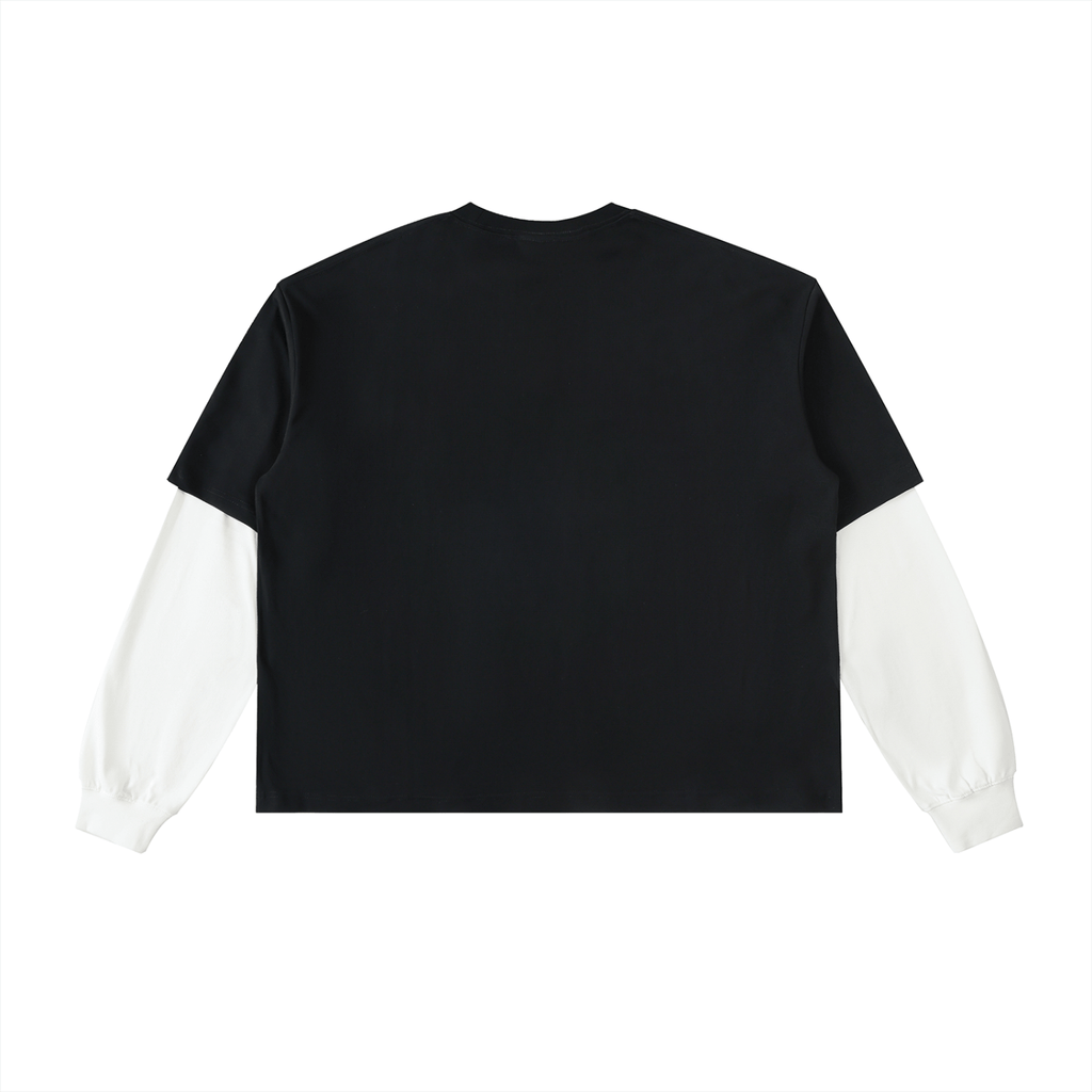 Wolvyn Layered Contrast Sleeve Cotton T-Shirt - Wolvyn Apparel