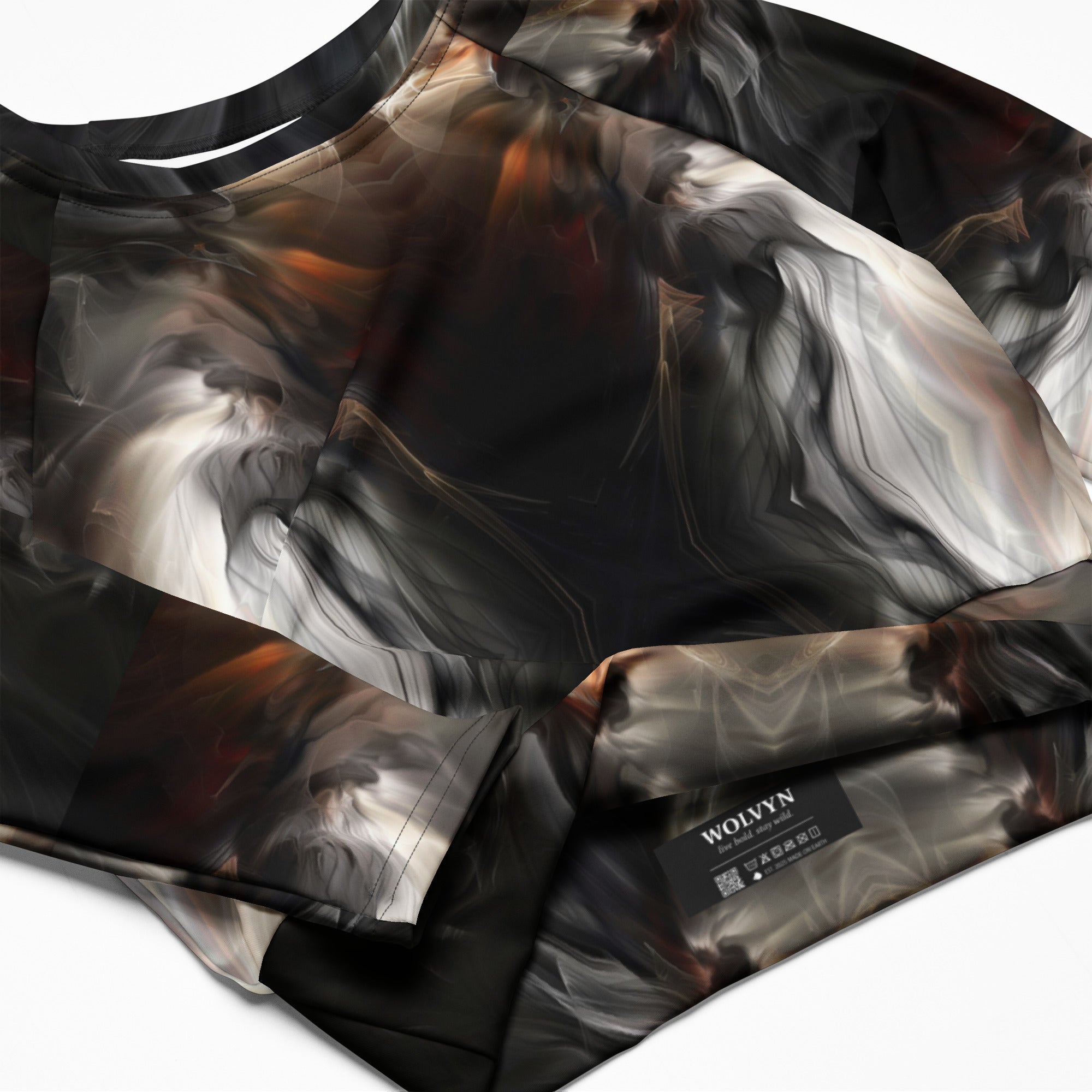 Wolvyn Marble long - sleeve crop top - Wolvyn Apparel