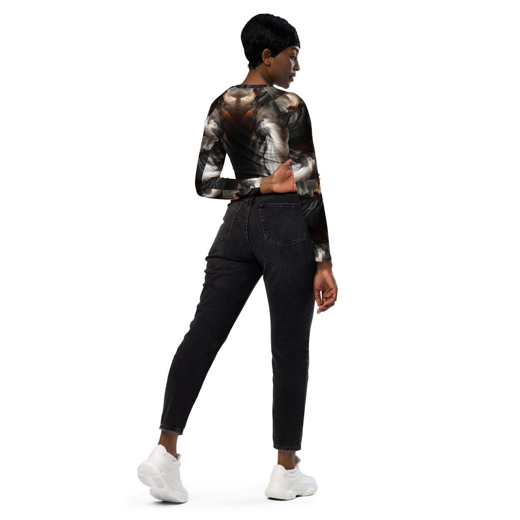 Wolvyn Marble long - sleeve crop top - Wolvyn Apparel