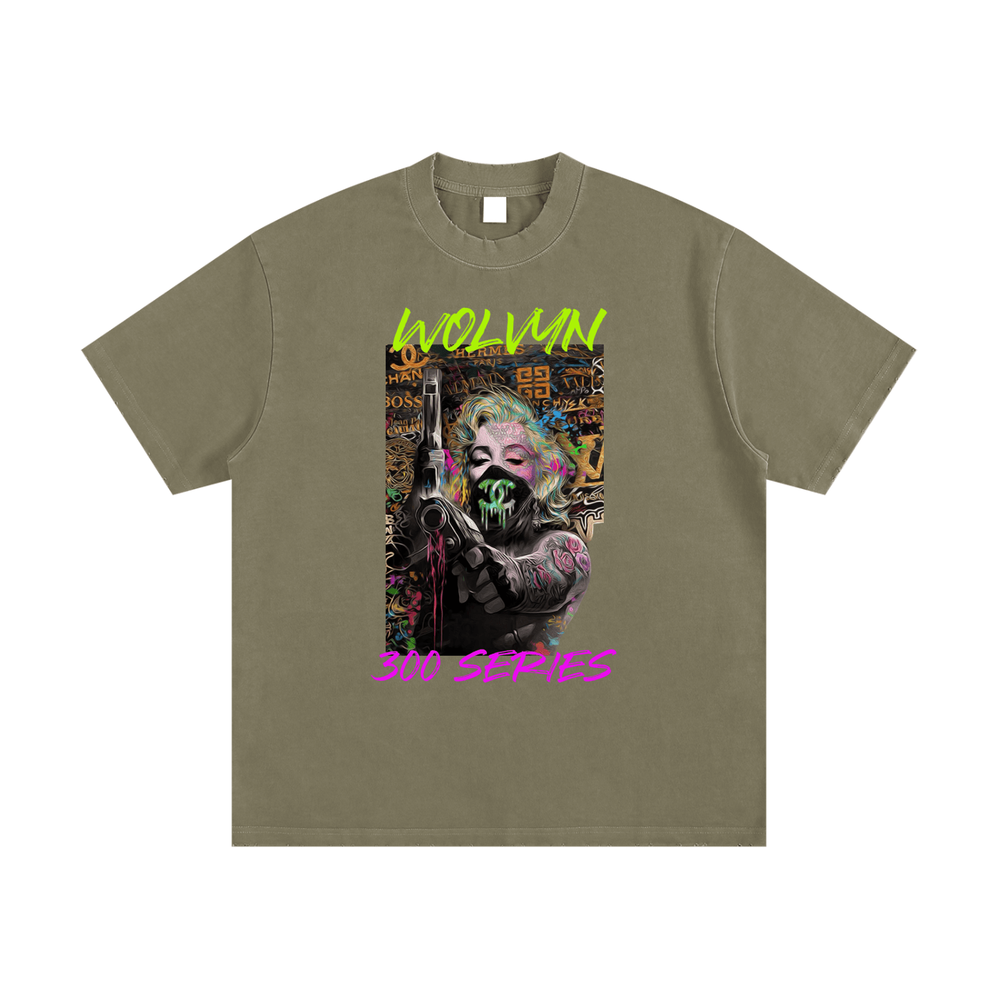 Wolvyn Marilyn 300 Series Heavyweight Vintage Washed Frayed T-Shirt - 430 GSM - Wolvyn Apparel