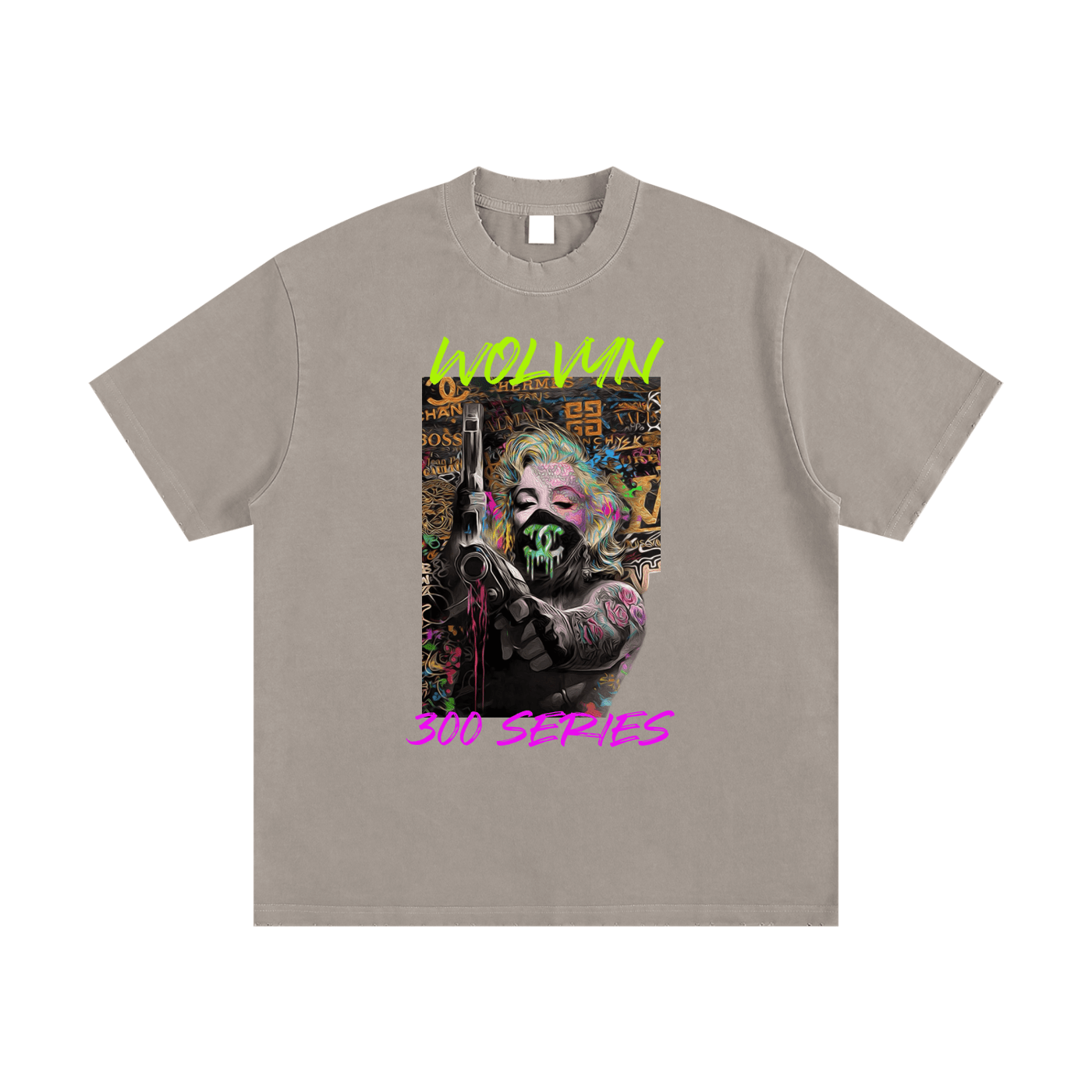 Wolvyn Marilyn 300 Series Heavyweight Vintage Washed Frayed T-Shirt - 430 GSM - Wolvyn Apparel