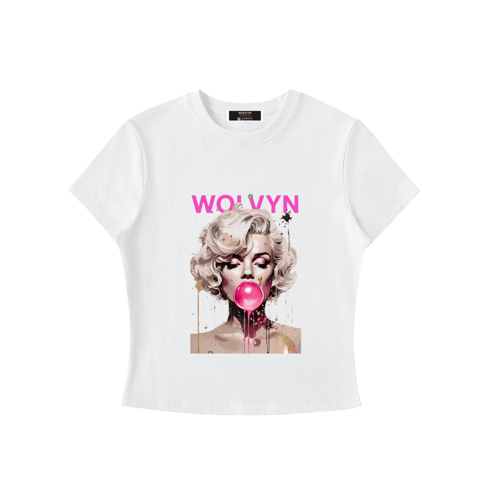 Wolvyn Marilyn Bubblegum Essential Bodycon Crewneck T-Shirt - Wolvyn Apparel