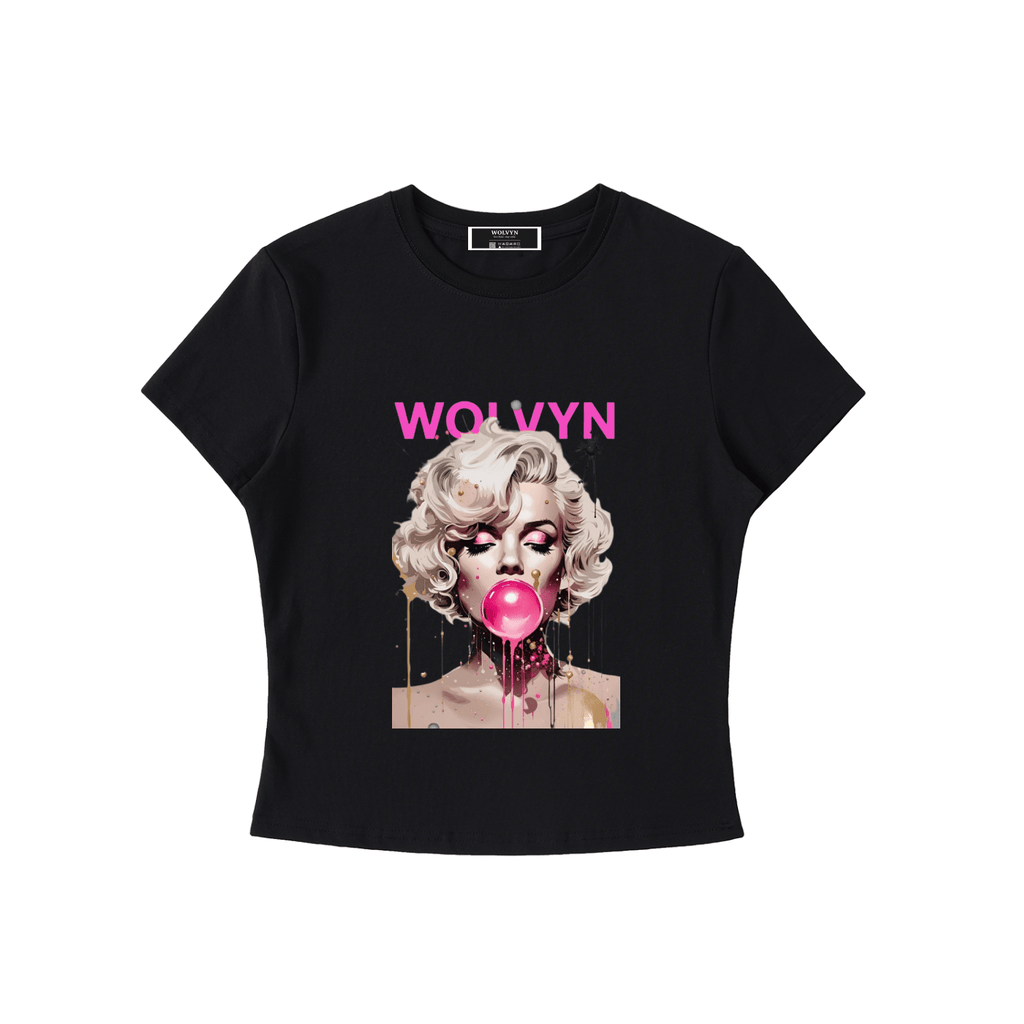 Wolvyn Marilyn Bubblegum Essential Bodycon Crewneck T-Shirt - Wolvyn Apparel