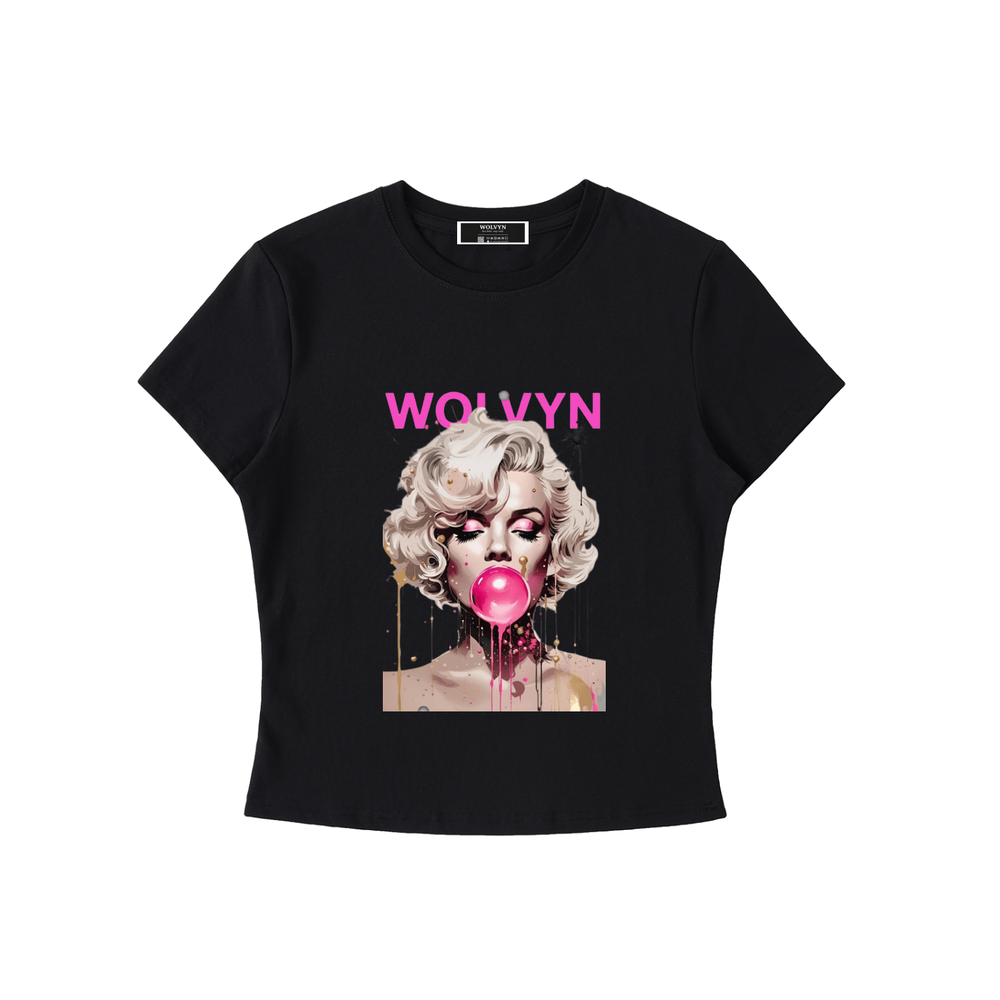 Wolvyn Marilyn Bubblegum Essential Bodycon Crewneck T-Shirt - Wolvyn Apparel