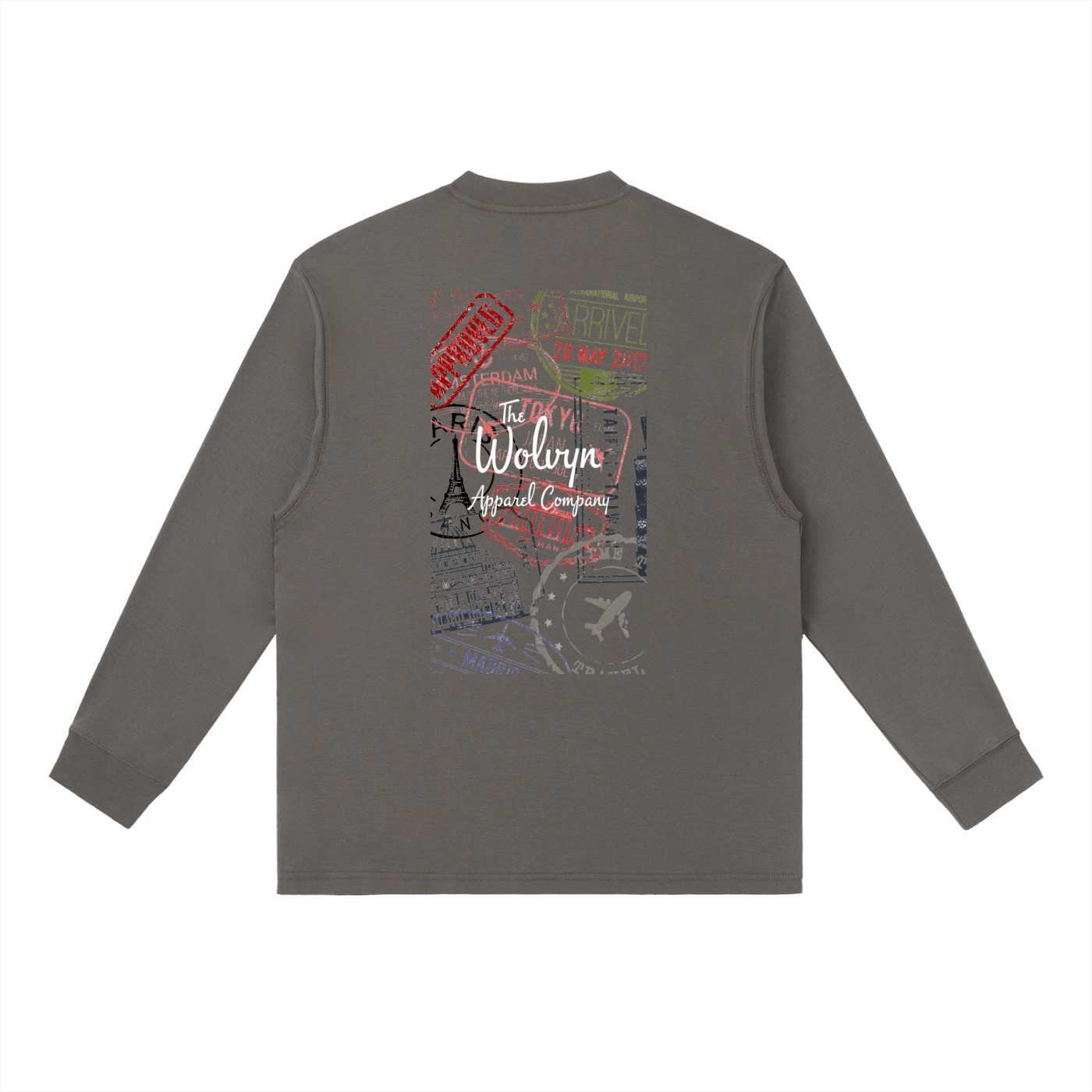 Wolvyn Passport Essential Crewneck Long - Sleeve T-Shirt - Wolvyn Apparel