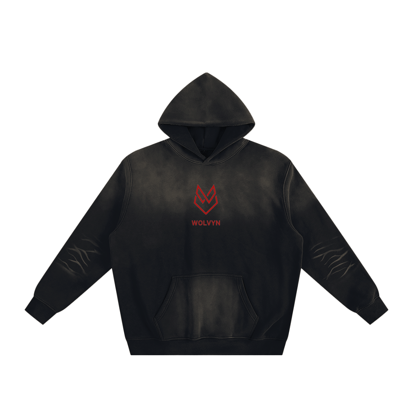 Wolvyn Red Wolf Sunfade Fleeced Hoodie - Wolvyn Apparel