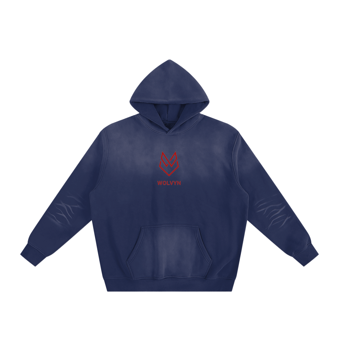Wolvyn Red Wolf Sunfade Fleeced Hoodie - Wolvyn Apparel