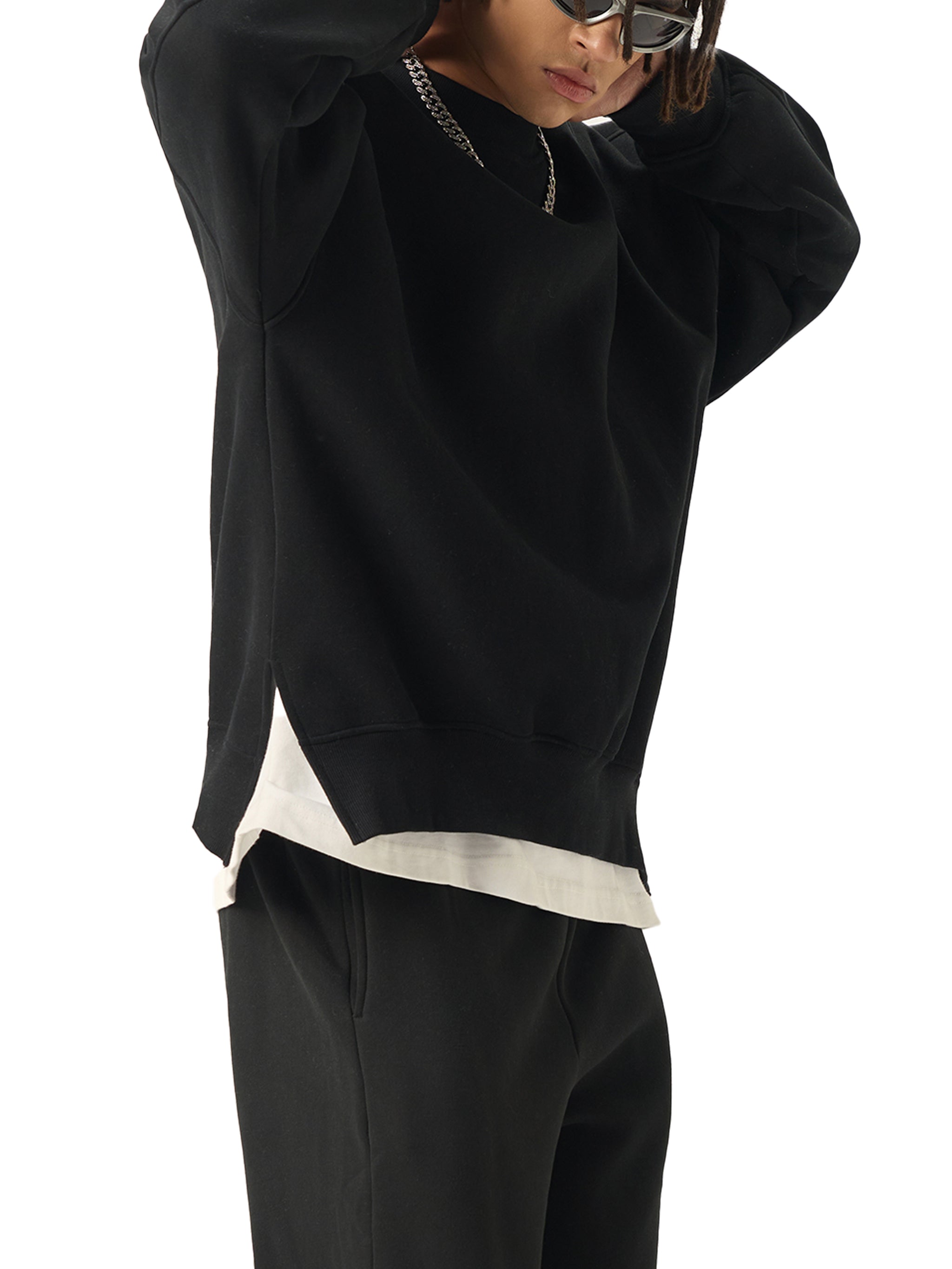 Wolvyn Samurai Fleece Side Slit Crewneck Sweatshirt - Wolvyn Apparel