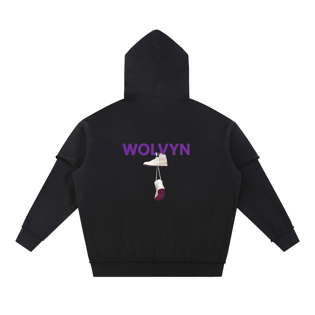 Wolvyn Sneakers Snow Washed Raw Edge Double Layered Hoodie - Wolvyn Apparel